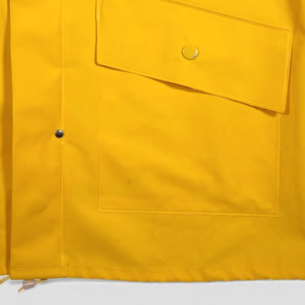 Vintage VINTAGE Busch Coat Jacket Rain Coat Adult MEDIUM Yellow Hooded PVC Zip 80s Busch Logo Mens Size US M / EU 48-50 / 2 - 6 Thumbnail