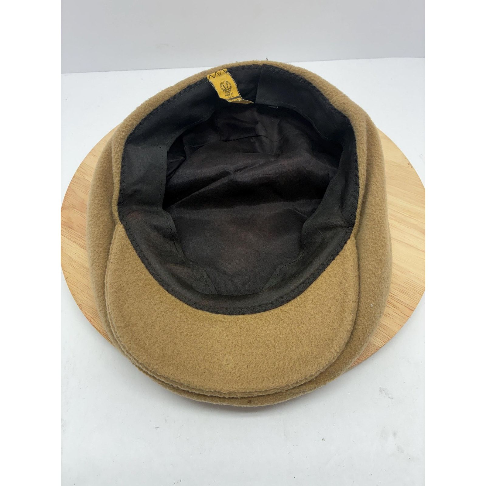 Other Vintage Wool Newsboy Cap Made in USA, Camel Brown 7 1/2 Size ONE SIZE - 3 Thumbnail
