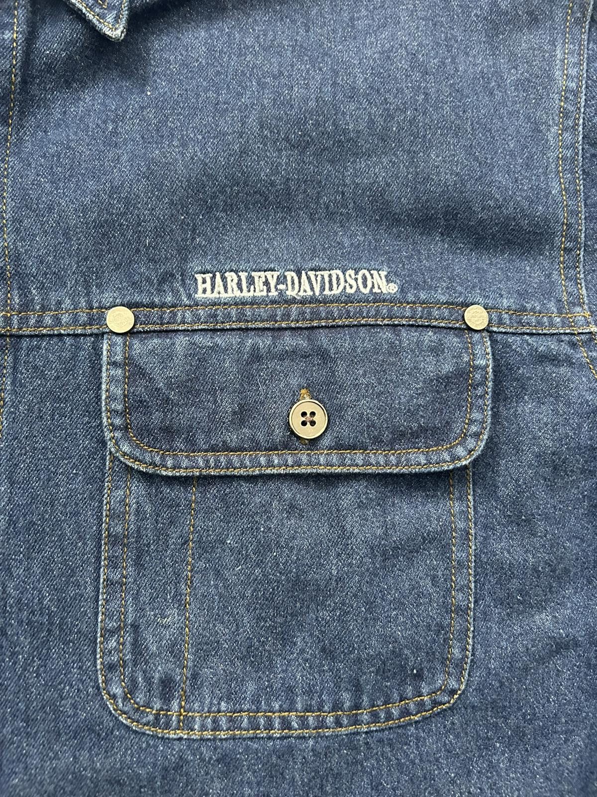 Harley Davidson Vintage Harley-Davidson Denim Button-Up Shirt Size US L / EU 52-54 / 3 - 3 Thumbnail