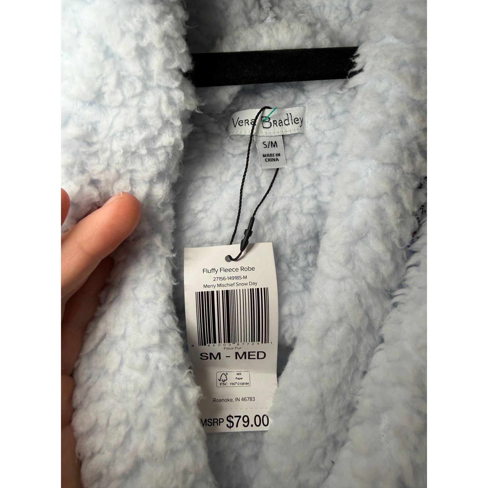 Vera Bradley Vera Bradley Fluffy Fleece Hooded Robe Sherpa White S/M NWT Size ONE SIZE - 3 Thumbnail