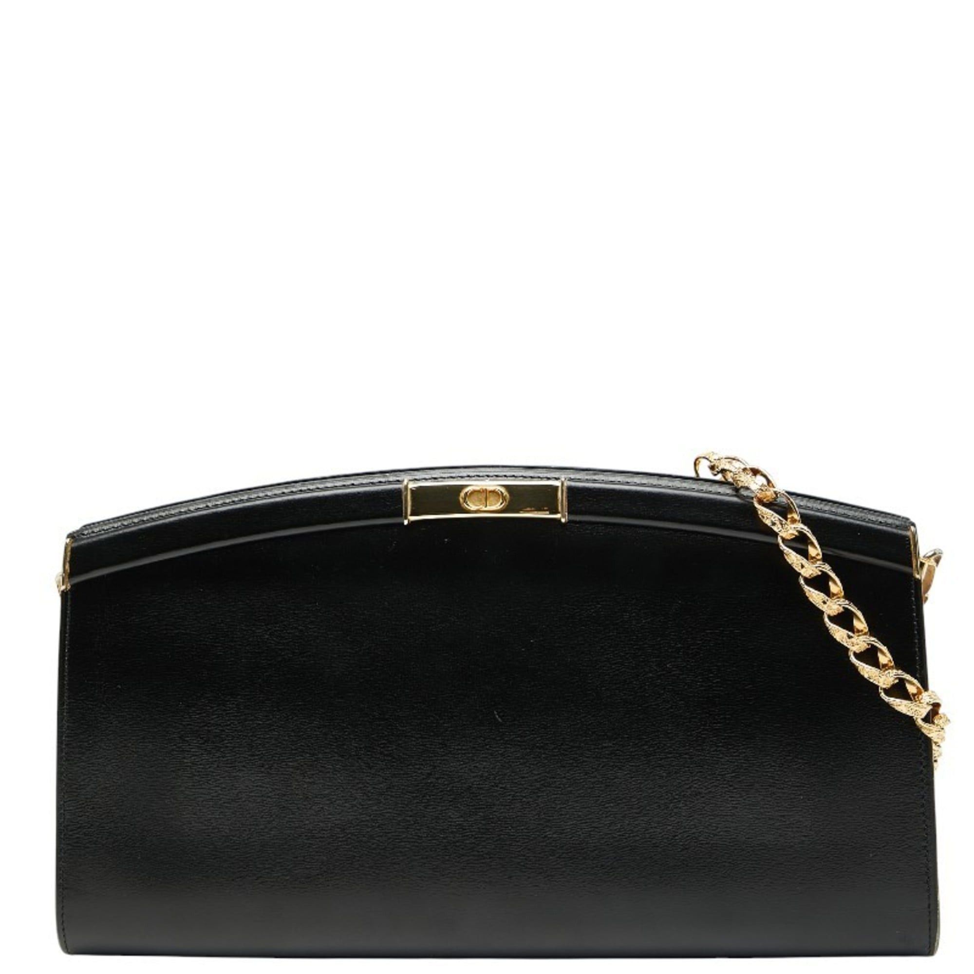 Dior Christian Dior Dior Chain Shoulder Bag Black Leather Women's Size ONE SIZE - 1 Thumbnail