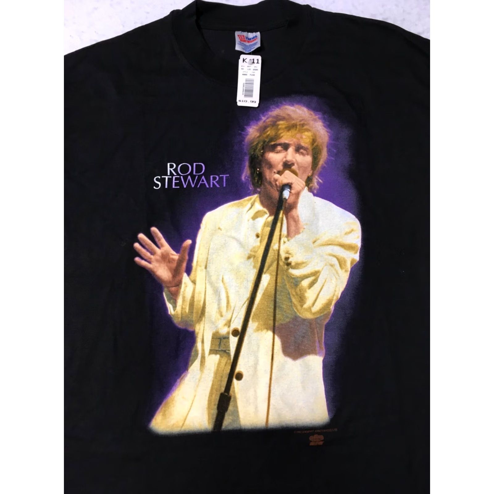 Hanes VINTAGE Rod Stewart 1993 Tour T-Shirt XL Men's Black Hanes Single Stitch 90s Music Size US XL / EU 56 / 4 - 2 Thumbnail