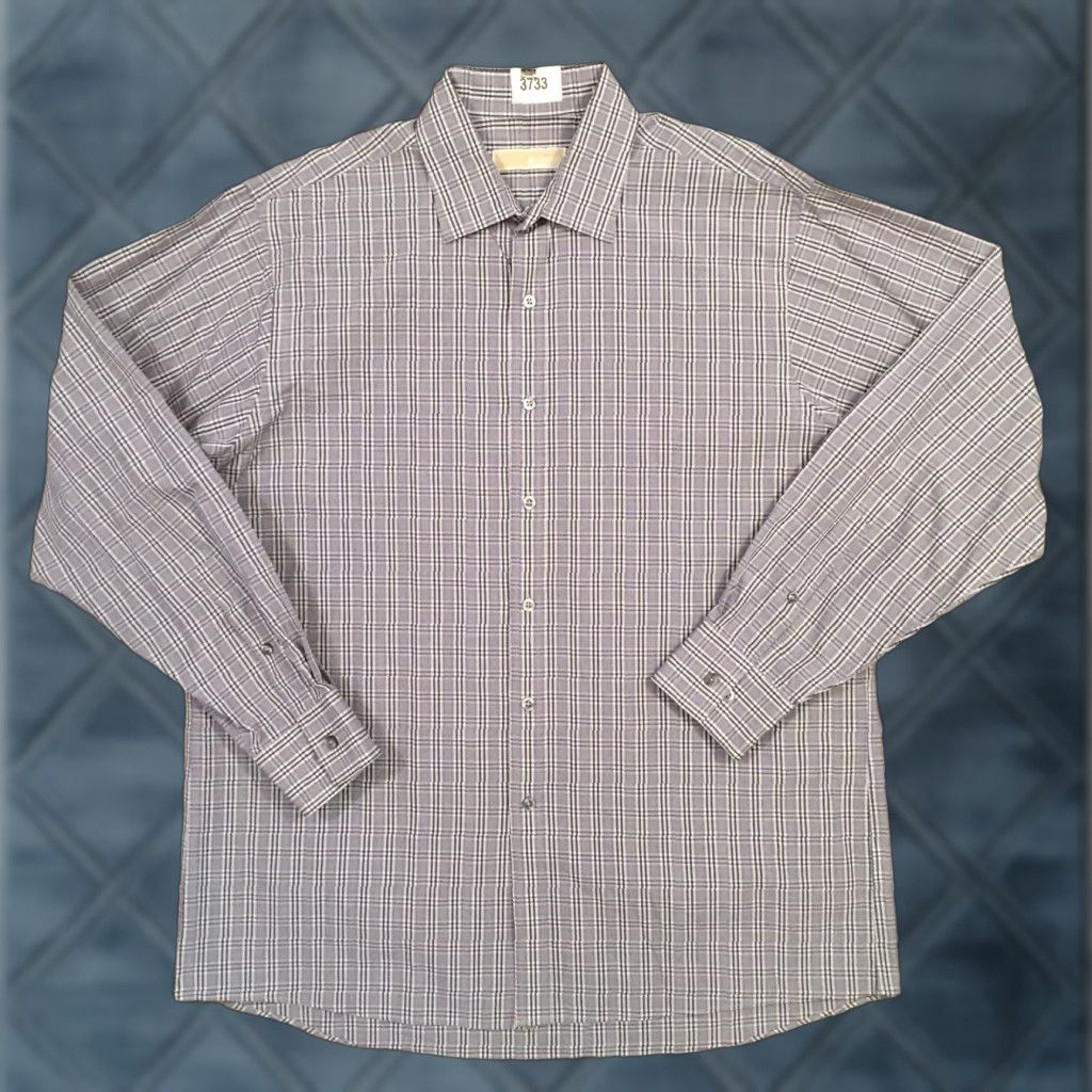 Michael Kors Michael Kors Button-Up Shirt Mens 16.5 Gray Pink Plaid Long Sleeve Shirt Button-Front Mens Col Size US XL / EU 56 / 4 - 1 Thumbnail