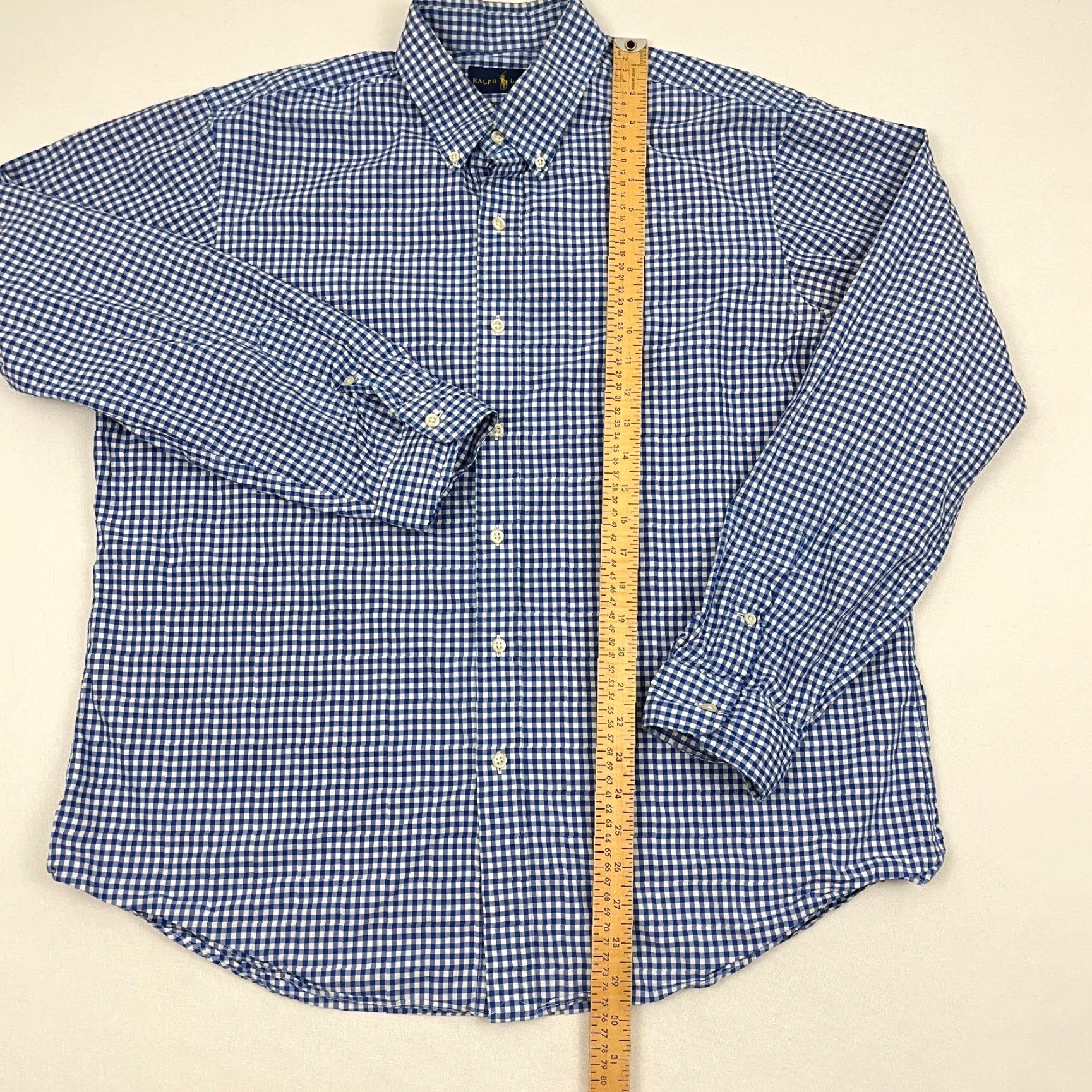 Ralph Lauren Ralph Lauren Shirt Mens XL White Blue Gingham Check Button-Down Pony Shirt Boys? Size 46R - 5 Thumbnail