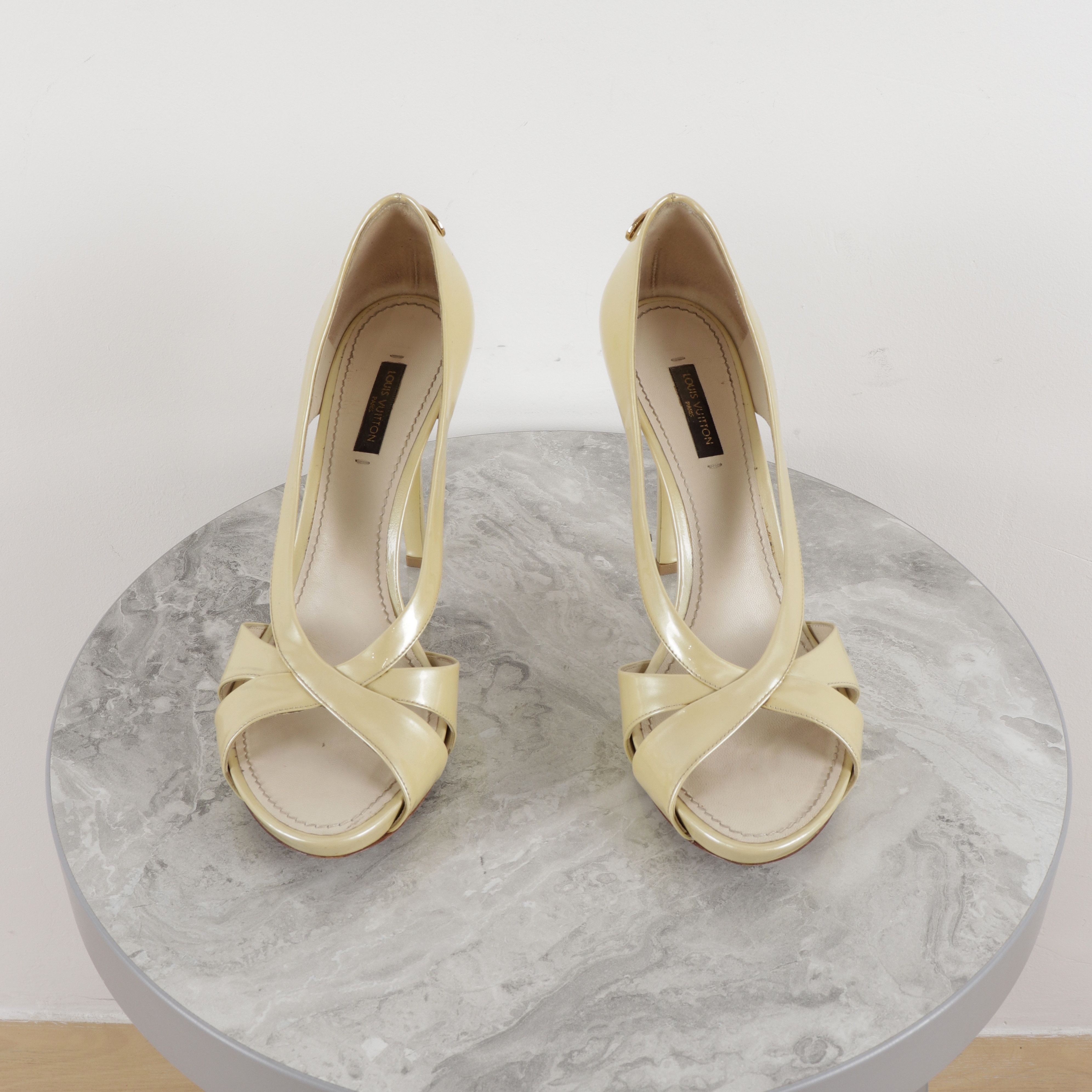 Louis Vuitton Louis Vuitton Leather Yellow High Heel Open Toe Shoes Size US 7.5 / IT 37.5 - 5 Thumbnail