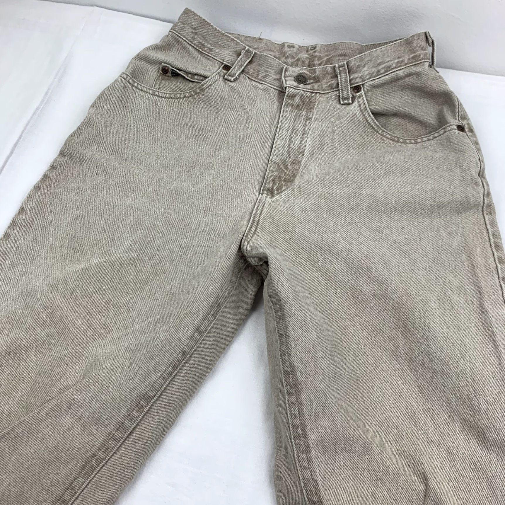 Lee VINTAGE Lee Riveted Jeans Womens 8 Medium Tan Straight Leg 90s Faded USA Size 30" / US 8 / IT 44 - 2 Thumbnail