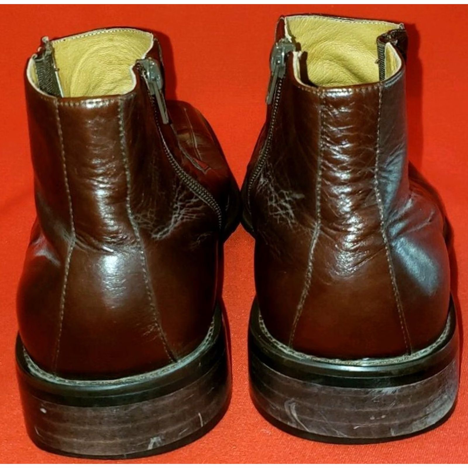 Vintage Borgesi Beverly Hills Collection Men's Ankle Boots Brown Leather Zip 13M 46EU Boots Mens Brown Leather Zip Size US 13 / EU 46 - 6 Thumbnail