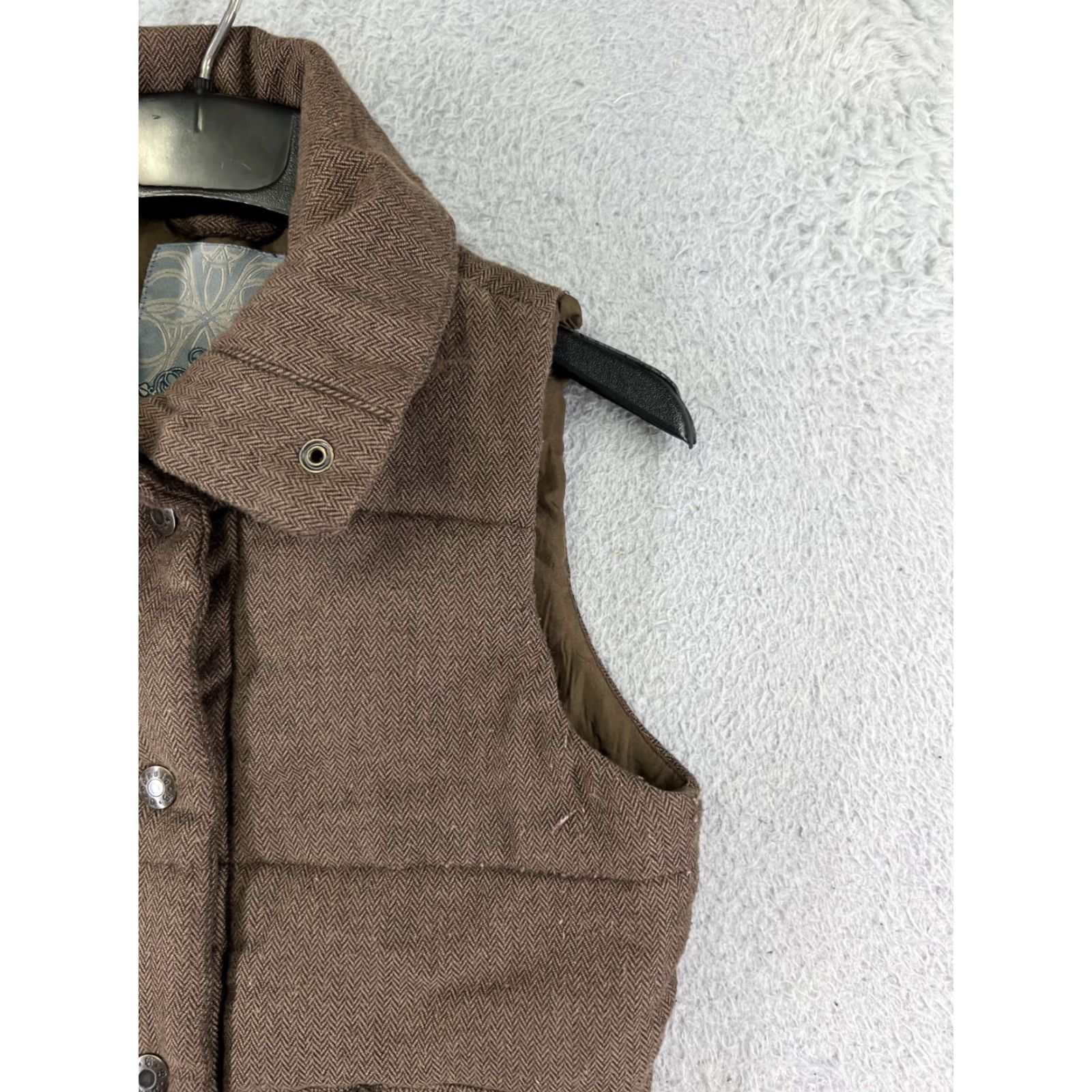 BB Dakota BB Dakota Vest Women Small Brown Wool Blend Herringbone Casual Fall Outdoor Sleeveless Size S / US 4 / IT 40 - 4 Thumbnail