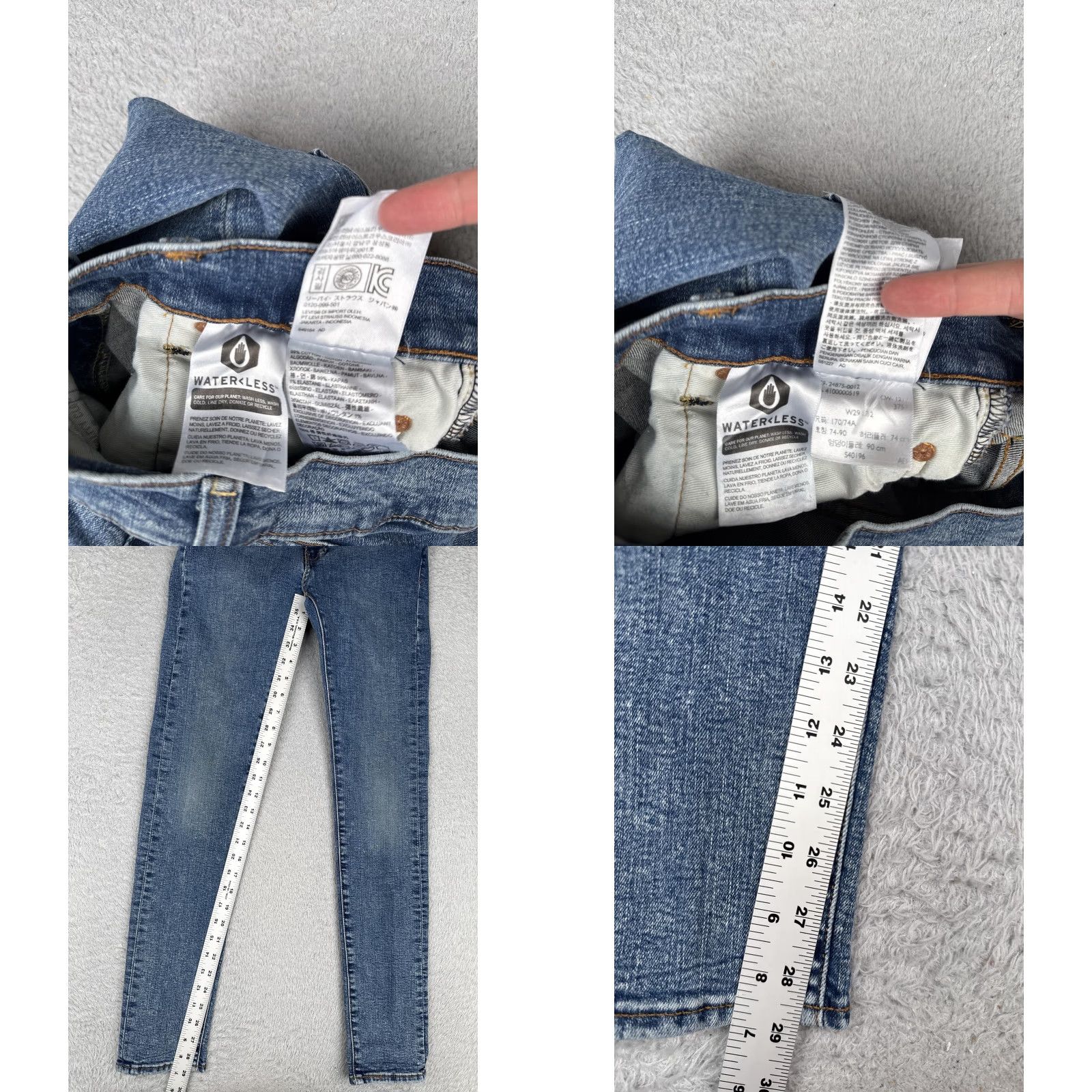 Levi's Levi's Premium Jeans Womens 29x32 Blue Extreme Skinny Fit Jeans Chainsaw Rinse - 5-Pocket Denim Zip Fly Slim City Mens? Size 29" - 8 Thumbnail