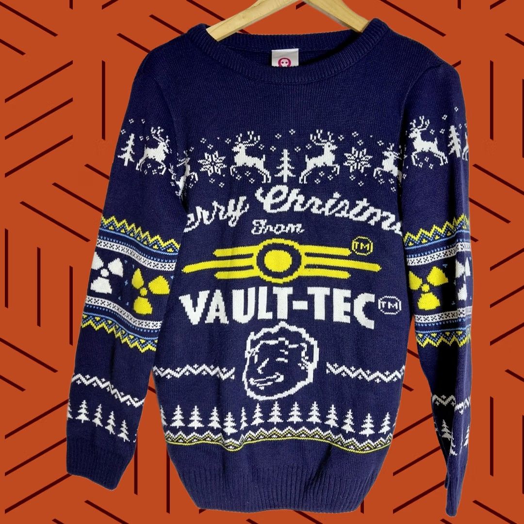 Vintage Numskull Fallout 4 Vault-Tec Christmas Sweater XS Blue Graphic Print Knit Size US XS / EU 42 / 0 - 1 Thumbnail