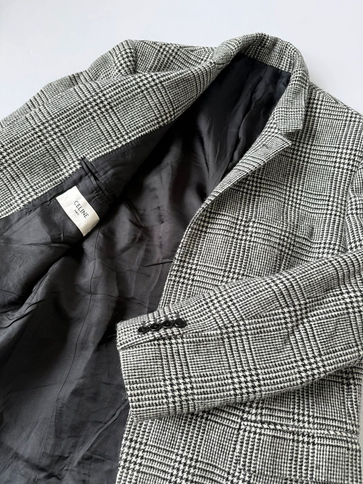 Celine Celine Hedi Slimane F/W20 Checkered Wool Blazer Size XXL / US 16-18 / IT 52-54 - 7 Thumbnail