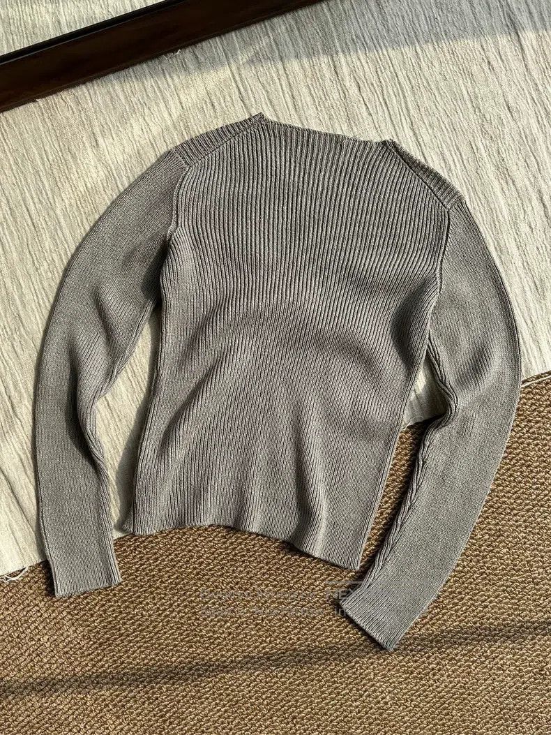 Hermes Hermes Silk Slim Fit Crew Neck Knit Top, Grey Size XS / US 0-2 / IT 36-38 - 2 Thumbnail