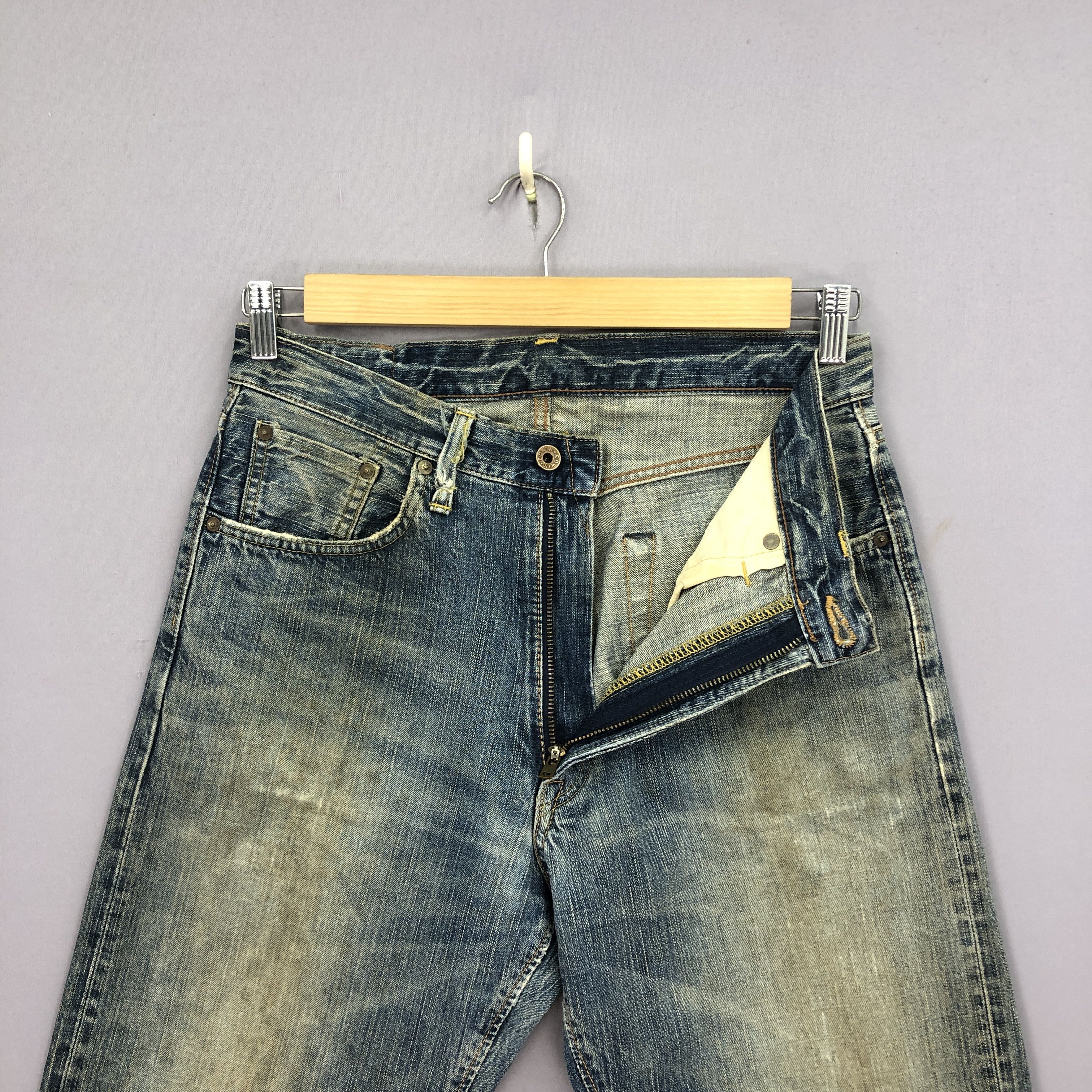 Japanese Brand Vintage 90s Edwin 505z Selvedge Mud Wash Jeans Redline Denim Size US 30 / EU 46 - 6 Thumbnail