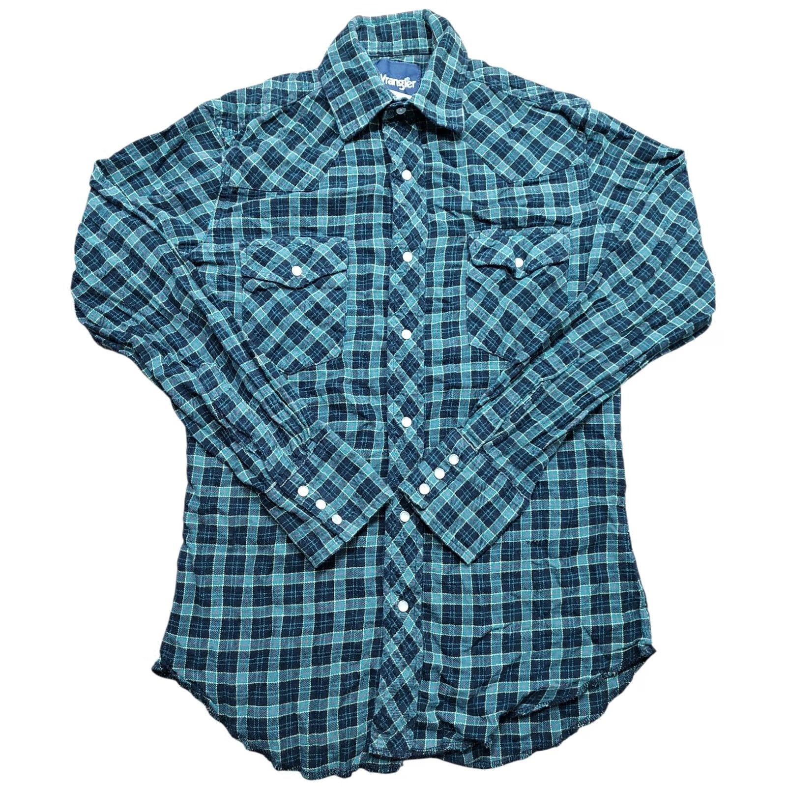 Wrangler VINTAGE Wrangler Shirt Mens S Green Plaid Flannel Pearl Snap Western Cowboy 90s Boys? No—Mens. Size US S / EU 44-46 / 1 - 2 Thumbnail