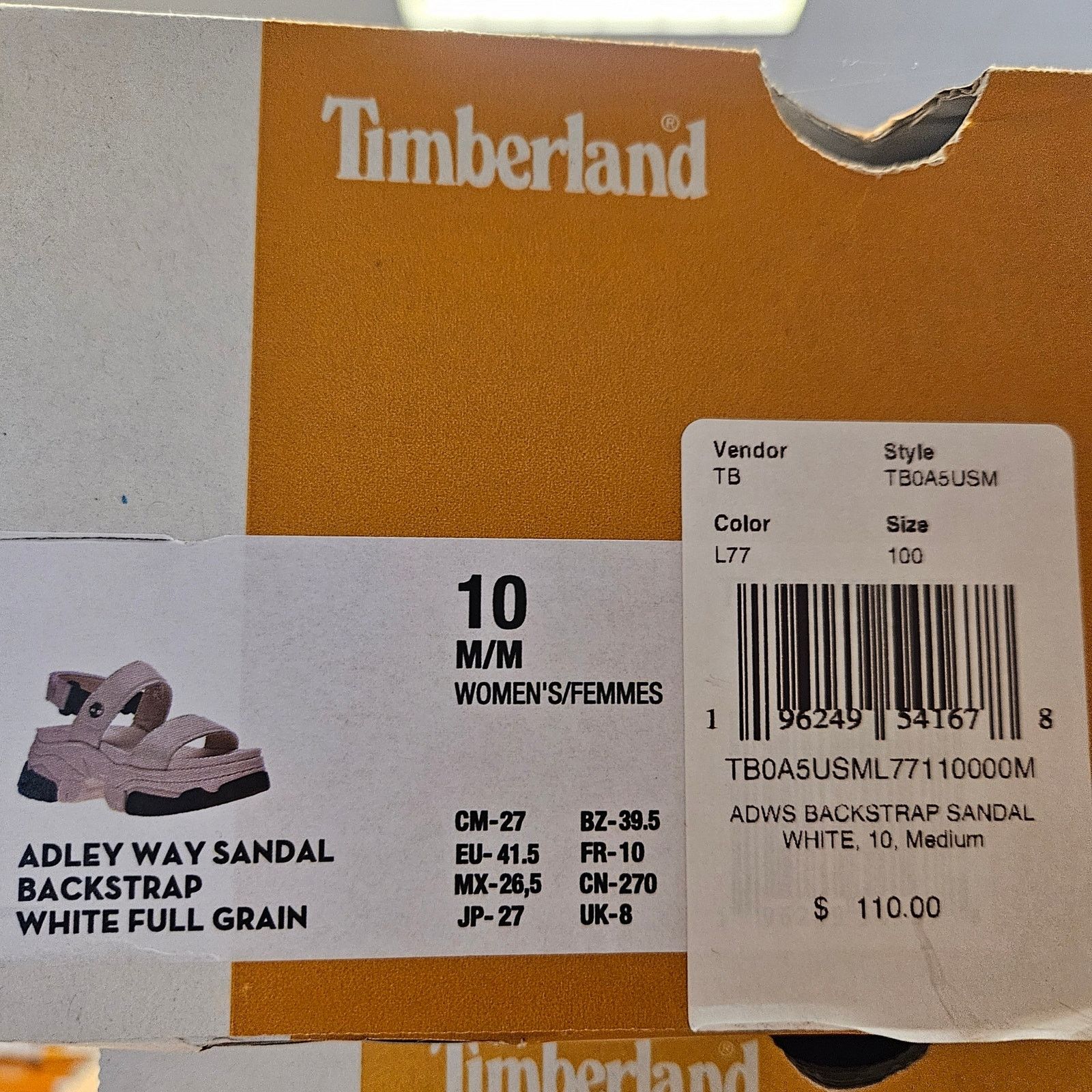 Timberland TIMBERLAND WOMEN'S 10 ADLEY WAY BACKSTRAP SANDAL WHITE NIB Size US 10 / IT 40 - 8 Thumbnail