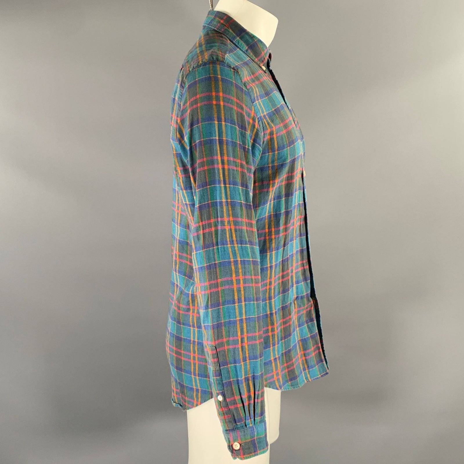 Paul Smith PS by PAUL SMITH M Blue Multi-Color Plaid Linen Cotton Shirt Size US M / EU 48-50 / 2 - 3 Thumbnail