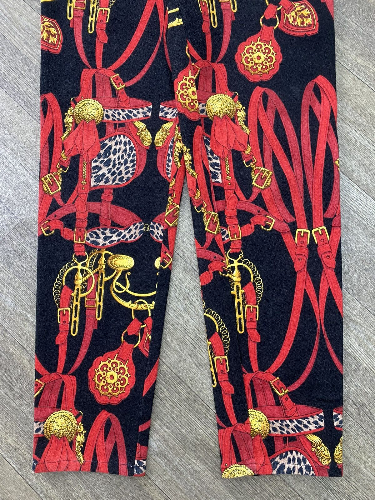 Japanese Brand Vintage Laurel Baroque Equestrian Chanis Scarf Print Pants Size US 27 - 5 Thumbnail