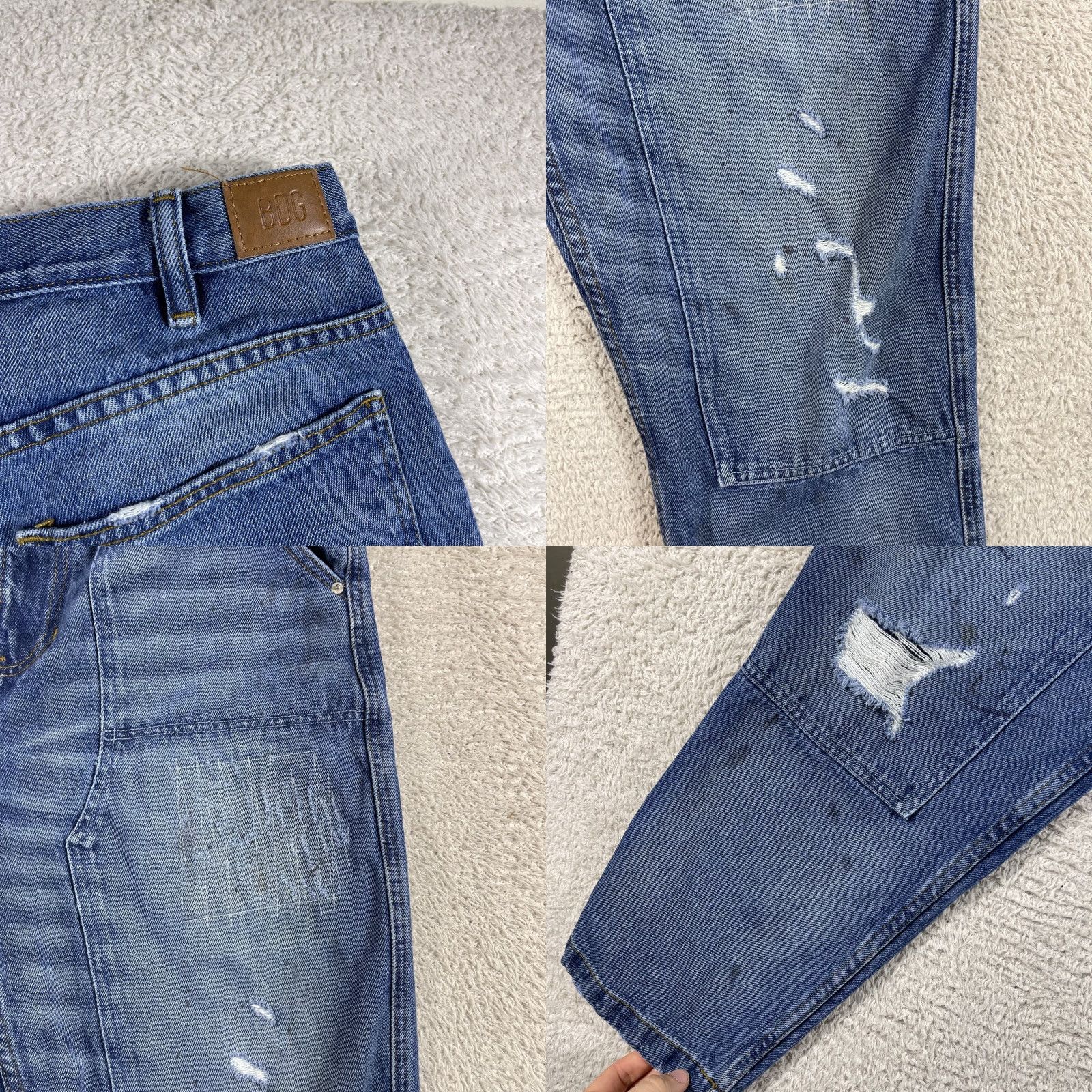 Bdg BDG Double Knee Jeans Mens 32x30 Blue Cropped Work Skate Distressed Straight Denim 30 in Inseam 32 Waist Relaxed warp? Size US 32 / EU 48 - 10 Thumbnail