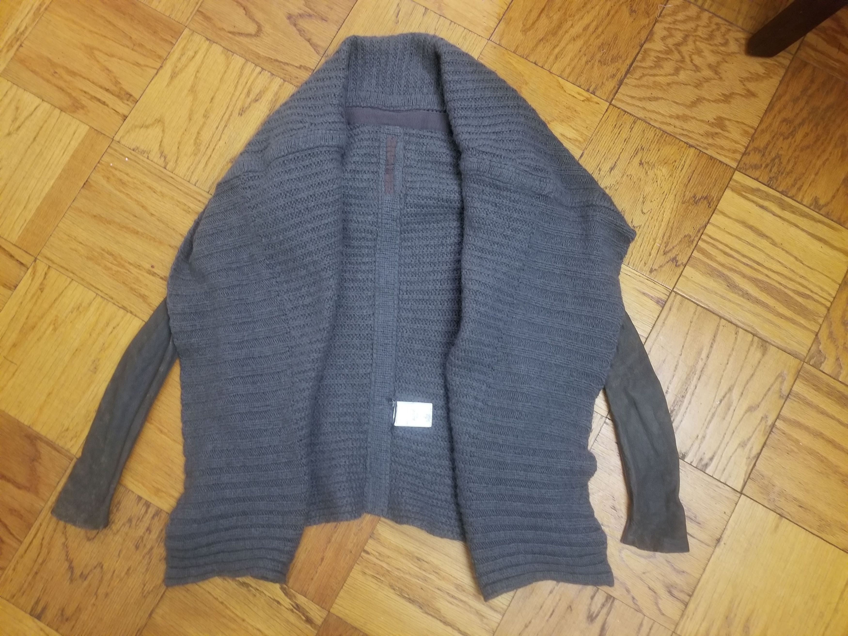 Rick Owens Rick Owens AW11 Limo Leather Sleeve Knit Sweater Cardigan Size US XXS / EU 40 - 1 Thumbnail