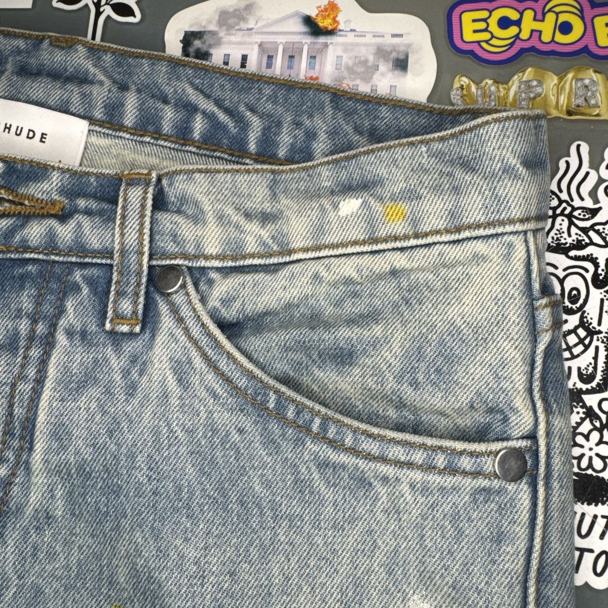Rhude Rhude Slim-Fit Distressed Paint Splattered Denim Jeans Sz 28 Size US 28 / EU 44 - 5 Thumbnail