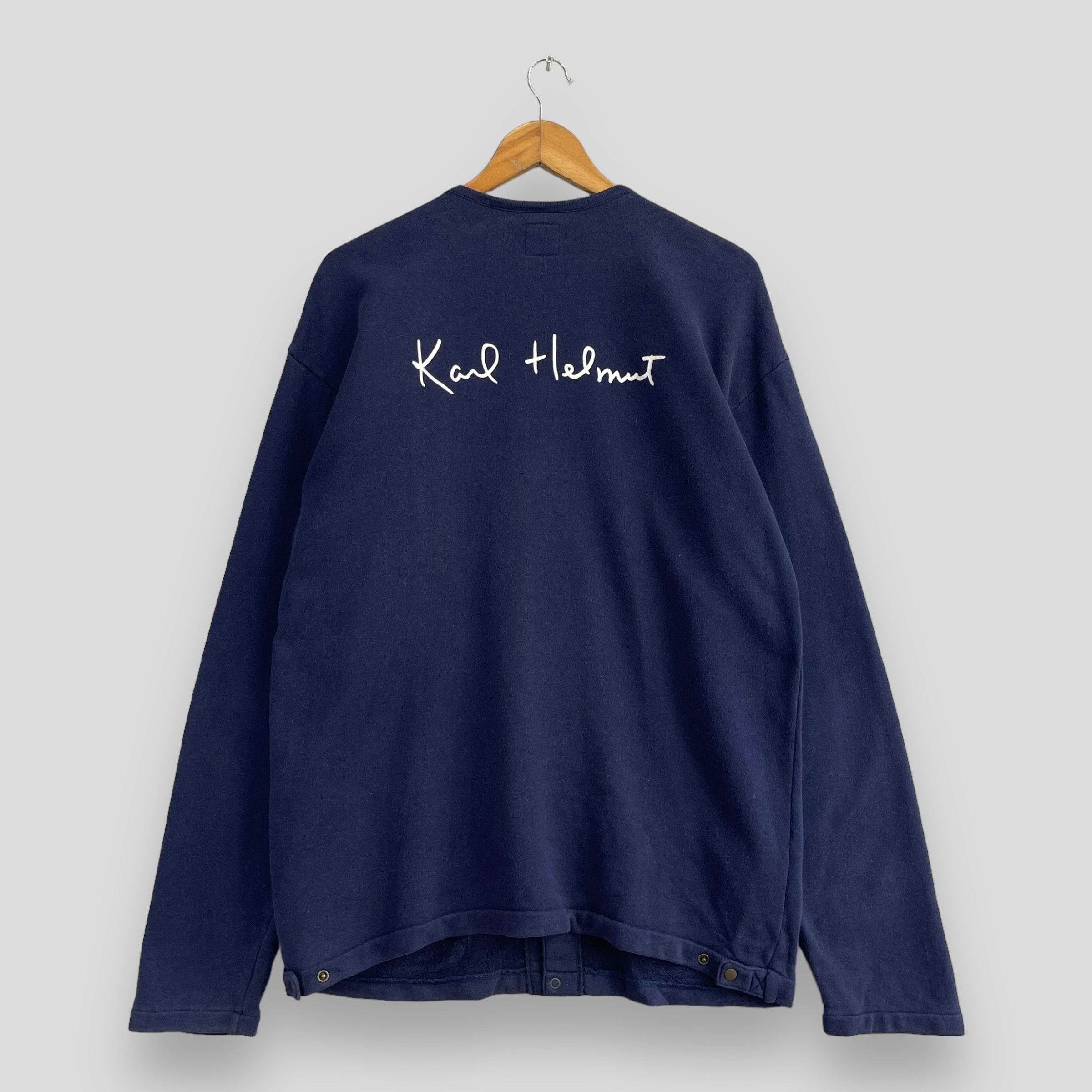 Japanese Brand × Vintage Vintage KARL HELMUT Spellout Button Snap Cardigan Sweater Size M / US 6-8 / IT 42-44 - 1 Thumbnail
