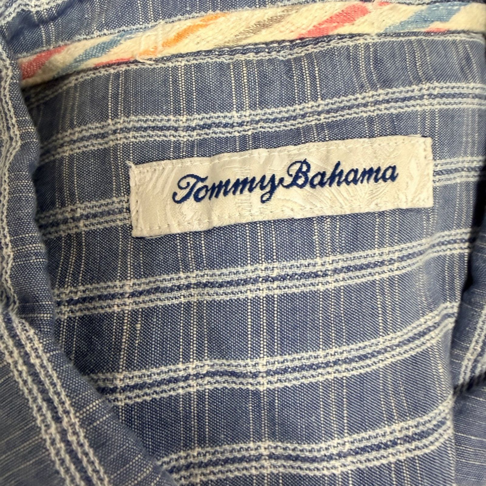 Tommy Bahama Tommy Bahama Blue and White Striped Casual Linen Shirt Size US L / EU 52-54 / 3 - 2 Thumbnail