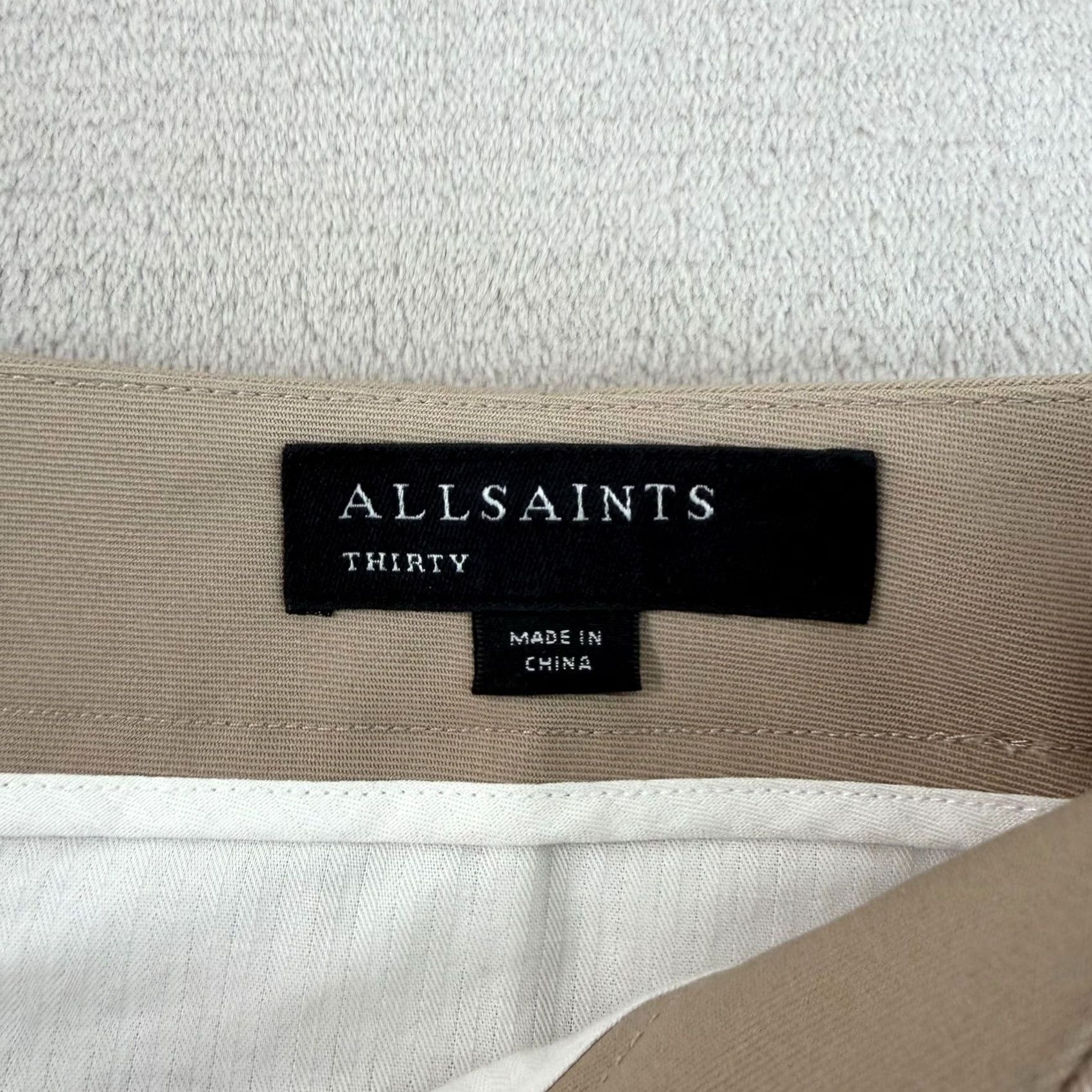 Allsaints ALLSAINTS Talia Straight Fit Trouser Pants Beige Men 34x30 Wool Polyester Flat Front Button Dress Pants Slim? Regular Unspecified Size US 34 / EU 50 - 2 Thumbnail