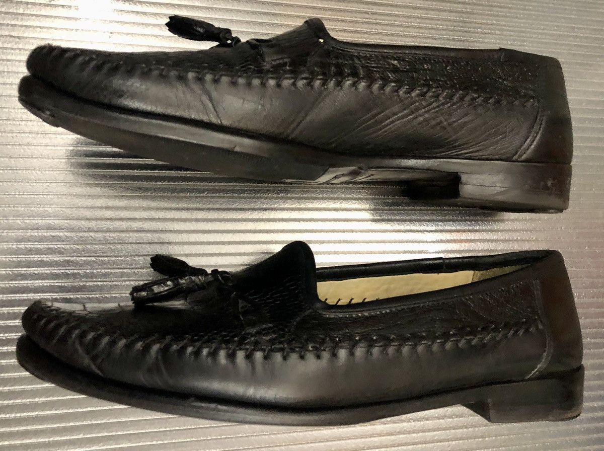 Zelli Roma black ostrich leg tasseled loafer 9.5 M
