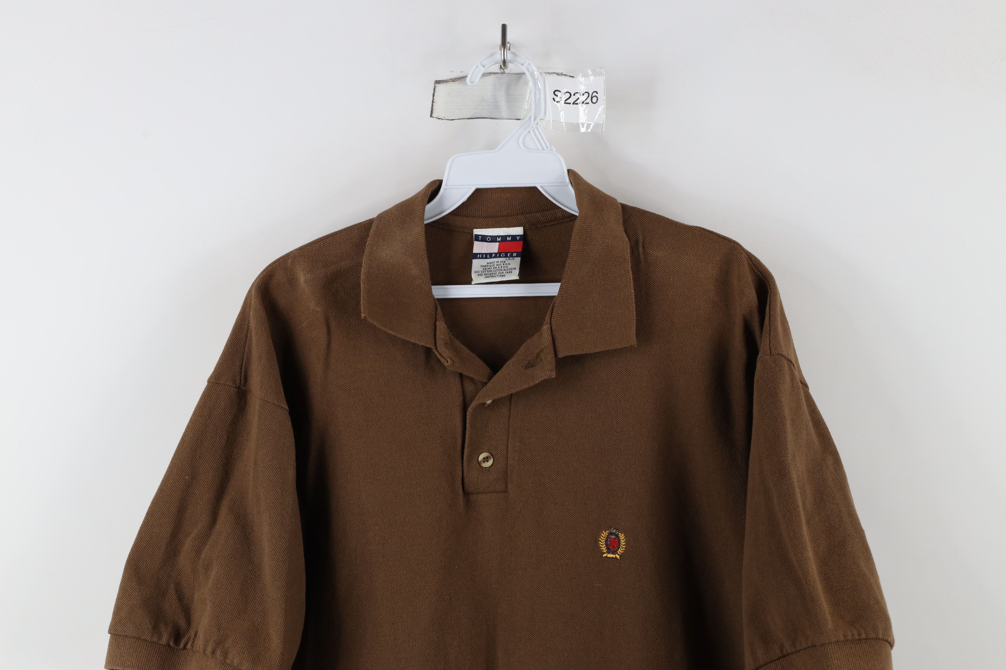 Tommy Hilfiger × Vintage Vintage 90s Tommy Hilfiger Pique Cotton Polo Shirt Brown USA Size US L / EU 52-54 / 3 - 2 Thumbnail