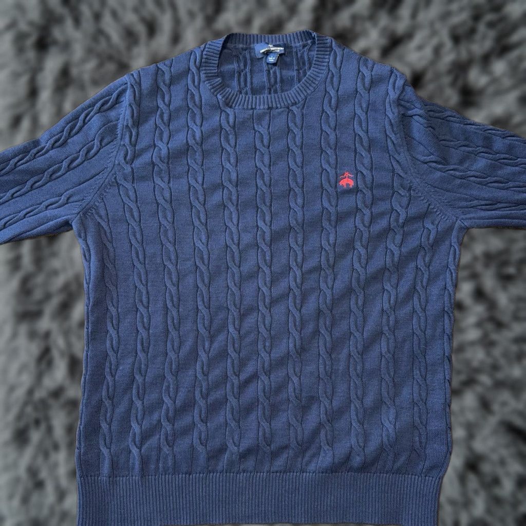 Brooks Brothers Brooks Brothers Sweater Mens Large Navy Blue Cable Knit Pullover Supima Cotton Size US L / EU 52-54 / 3 - 1 Thumbnail