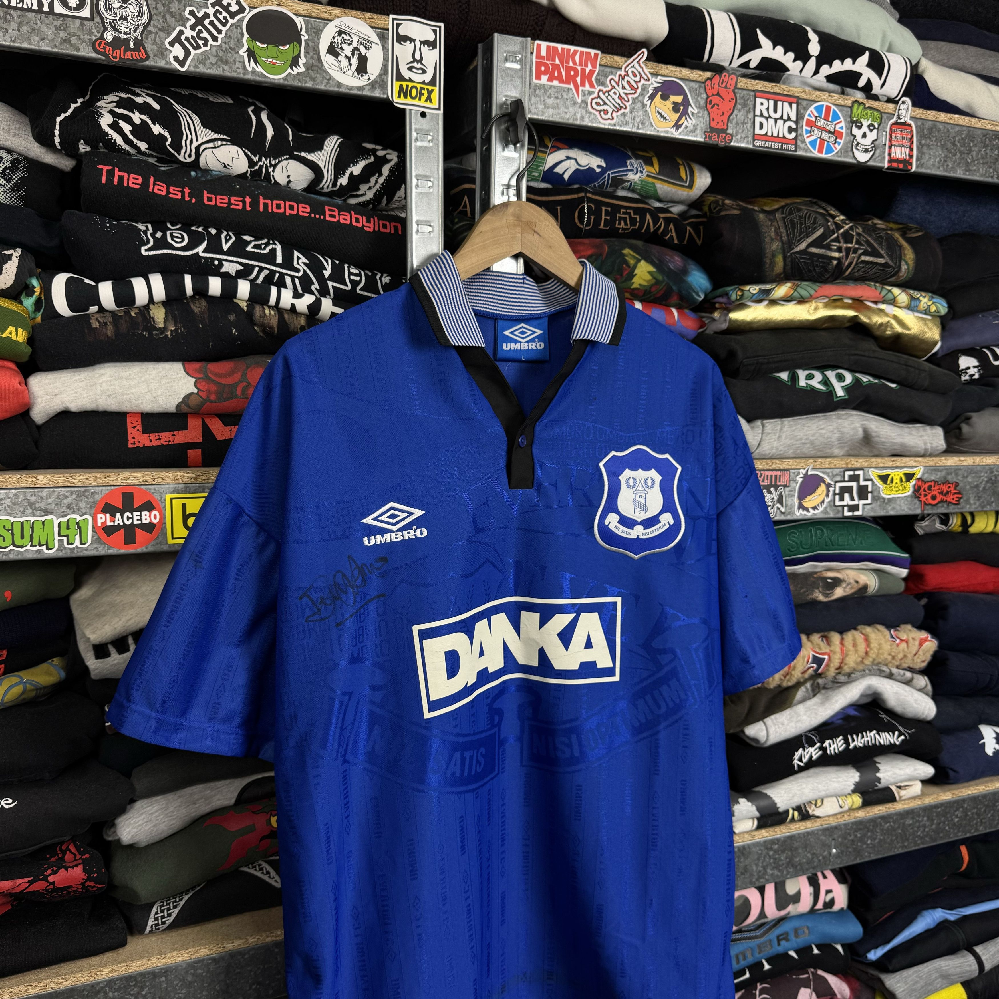 Umbro 1995-97 UMBRO EVERTON #17 KANCHELSKIS HOME SOCCER SHIRT Size US L / EU 52-54 / 3 - 7 Thumbnail