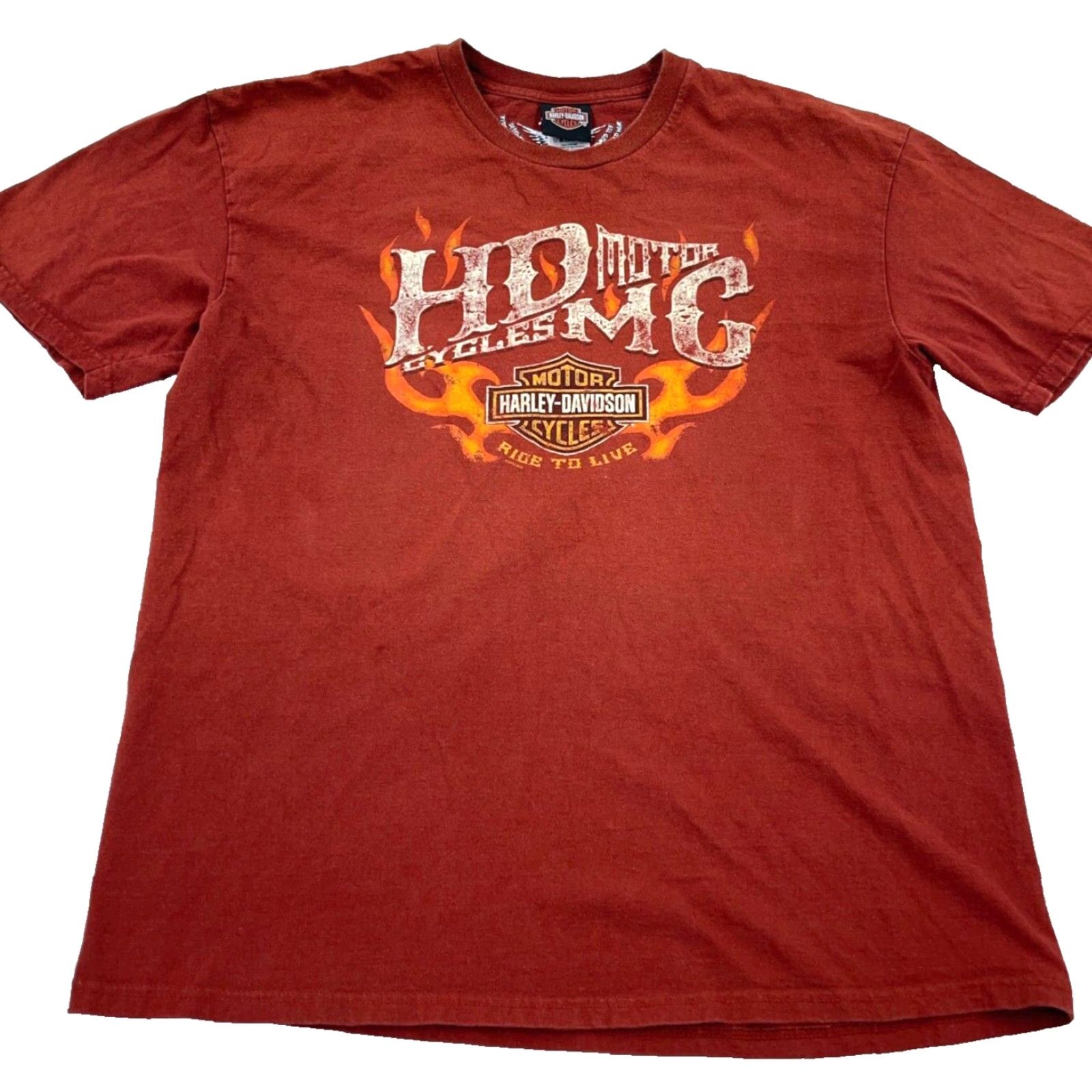 Harley Davidson Harley-Davidson Shirt Men XL Orange Tee Biker Motorcycle Fire Flames Florida Graphic Print Crew Neck Short Sleeve Logo Vintage: No Size US XL / EU 56 / 4 - 2 Thumbnail