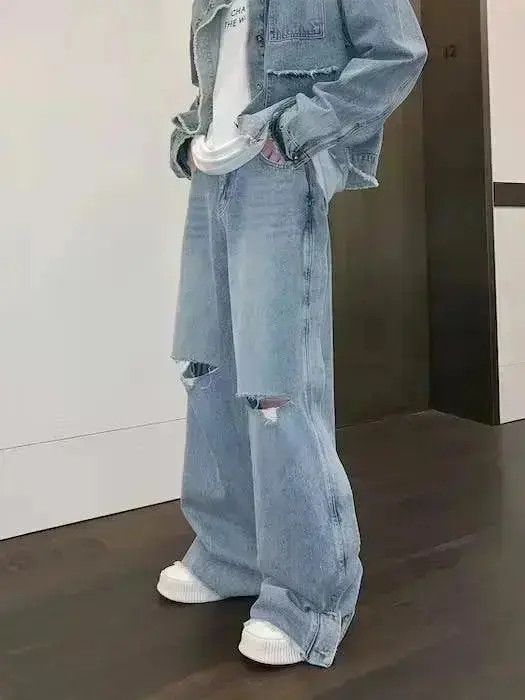 Japanese Brand Blue Ankle Ripped Baggy Denim Jeans Size US 30 / EU 46 - 6 Thumbnail