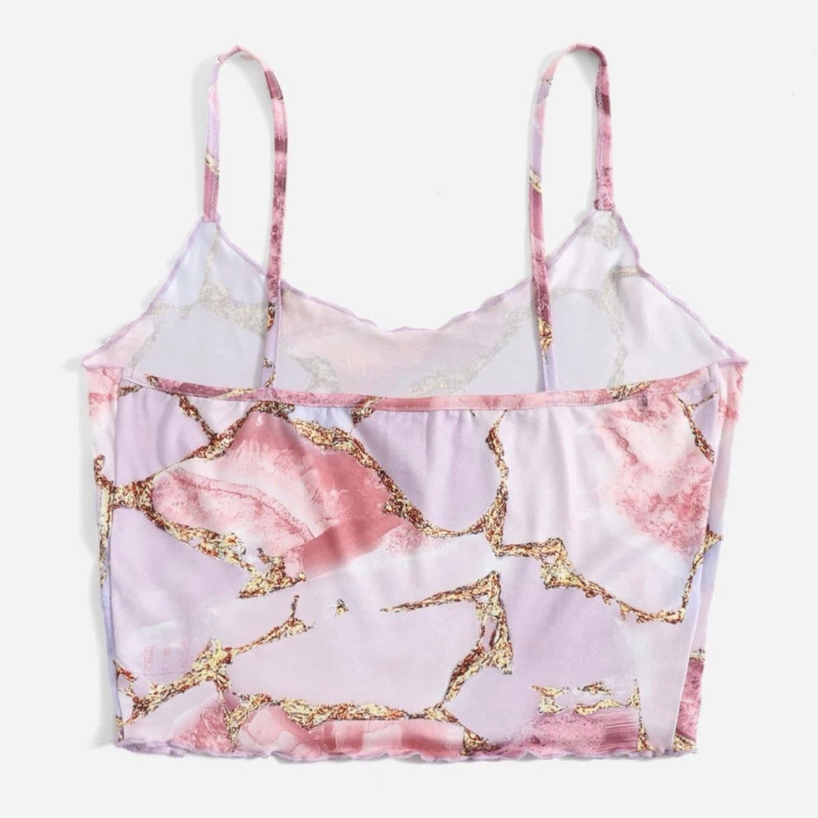 Other New Pink Purple Gold Marble Curly Trim Crop Top Women Small Size S / US 4 / IT 40 - 4 Thumbnail