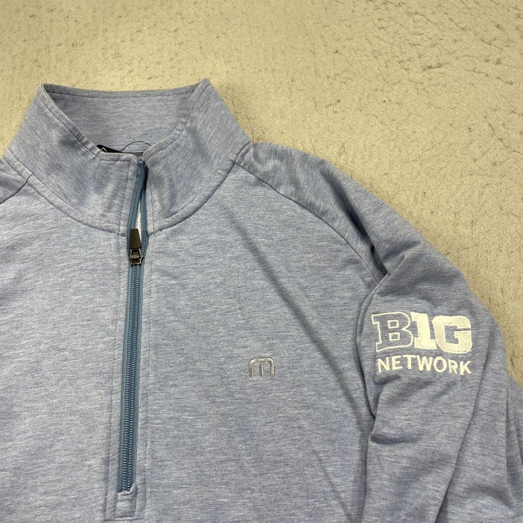 TravisMathew Travis Mathew Jacket Mens Large Blue 1/4 Zip Pullover Golf B1G Ten Network Logo Jacket Size US L / EU 52-54 / 3 - 2 Thumbnail