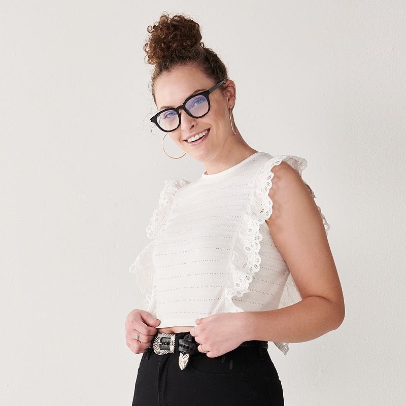 Other Juniors' SO Broderie Frill Top, Girl's, Size: Medium, White Size M / US 6-8 / IT 42-44 - 1 Preview