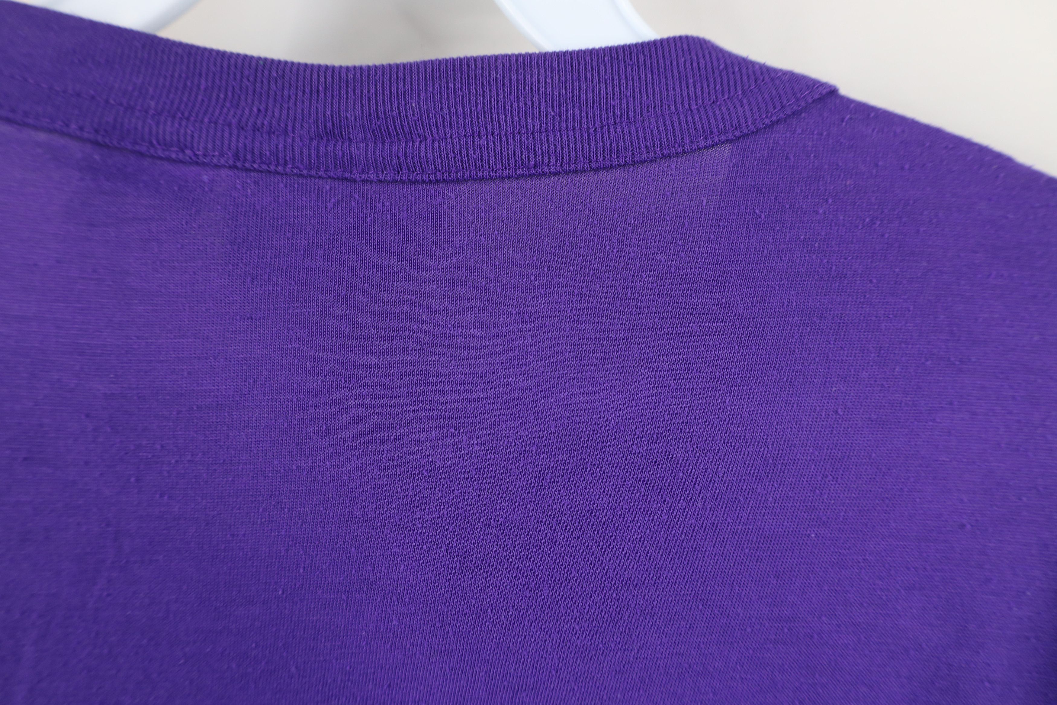 Vintage Vintage 90s Streetwear Blank Knit Pocket T-Shirt Purple Size L / US 10 / IT 46 - 10 Thumbnail