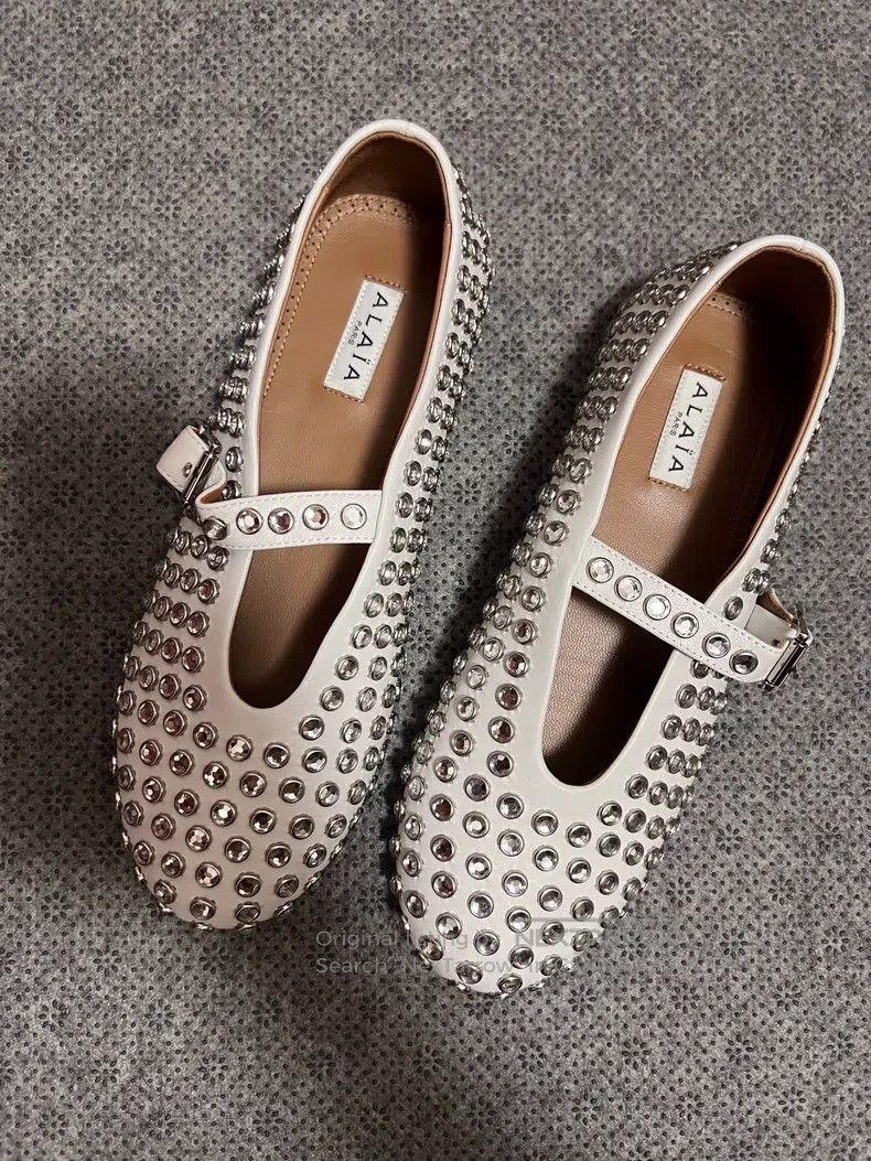 Alaia Alaia White Crystal Decorated Ballet Flats Size US 7.5 / IT 37.5 - 1 Thumbnail
