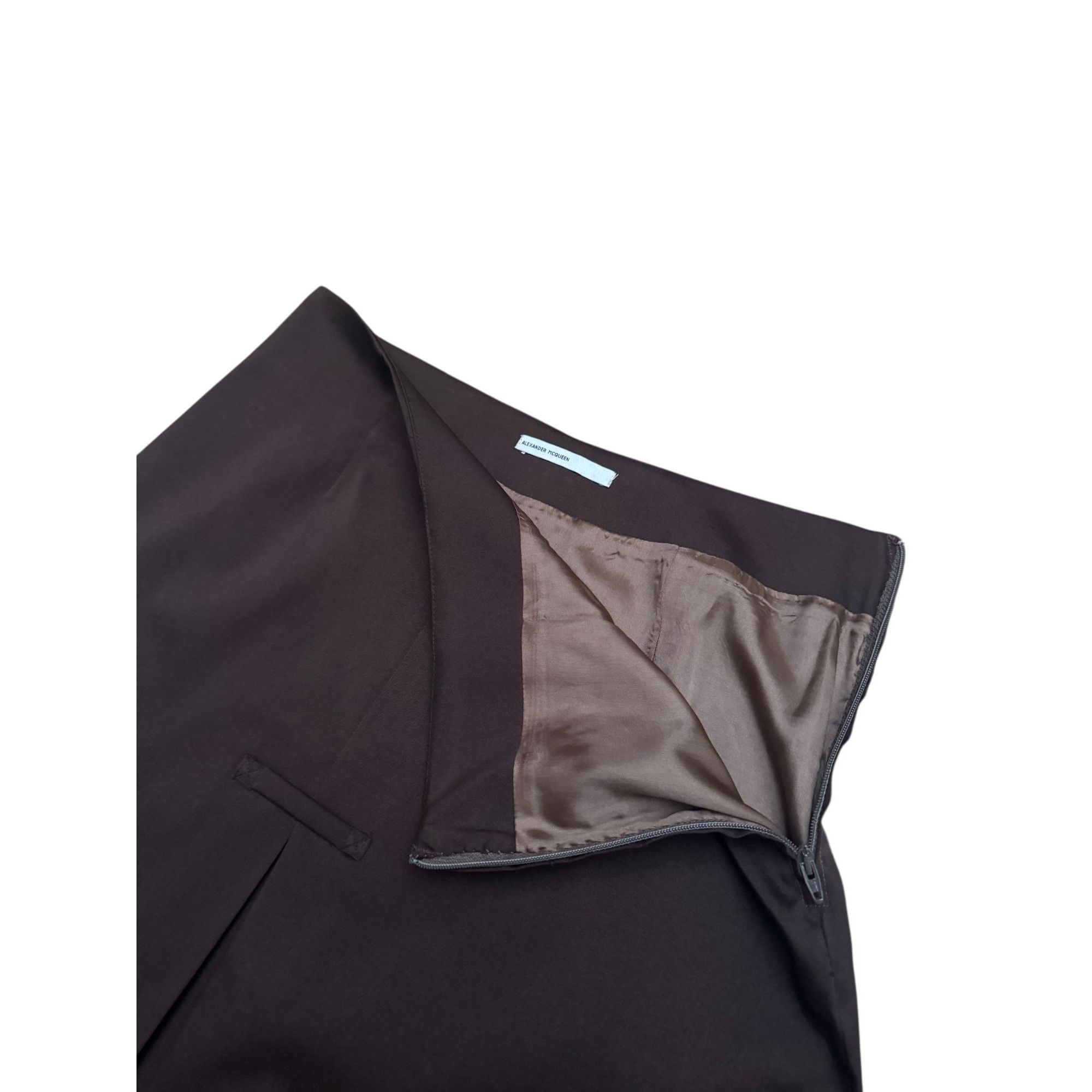 Alexander McQueen 1990s Brown Wool Skirt Size 32" / US 10 / IT 46 - 2 Thumbnail