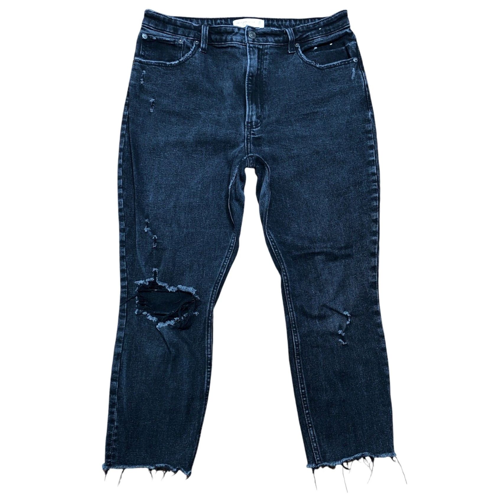 Abercrombie & Fitch Abercrombie & Fitch The Skinny High Rise Curve Love Jeans Size 10 Black Denim 24in Inseam 90s Bohemian Distressed Slim Regular Womens Size 32" / US 10 / IT 46 - 2 Thumbnail