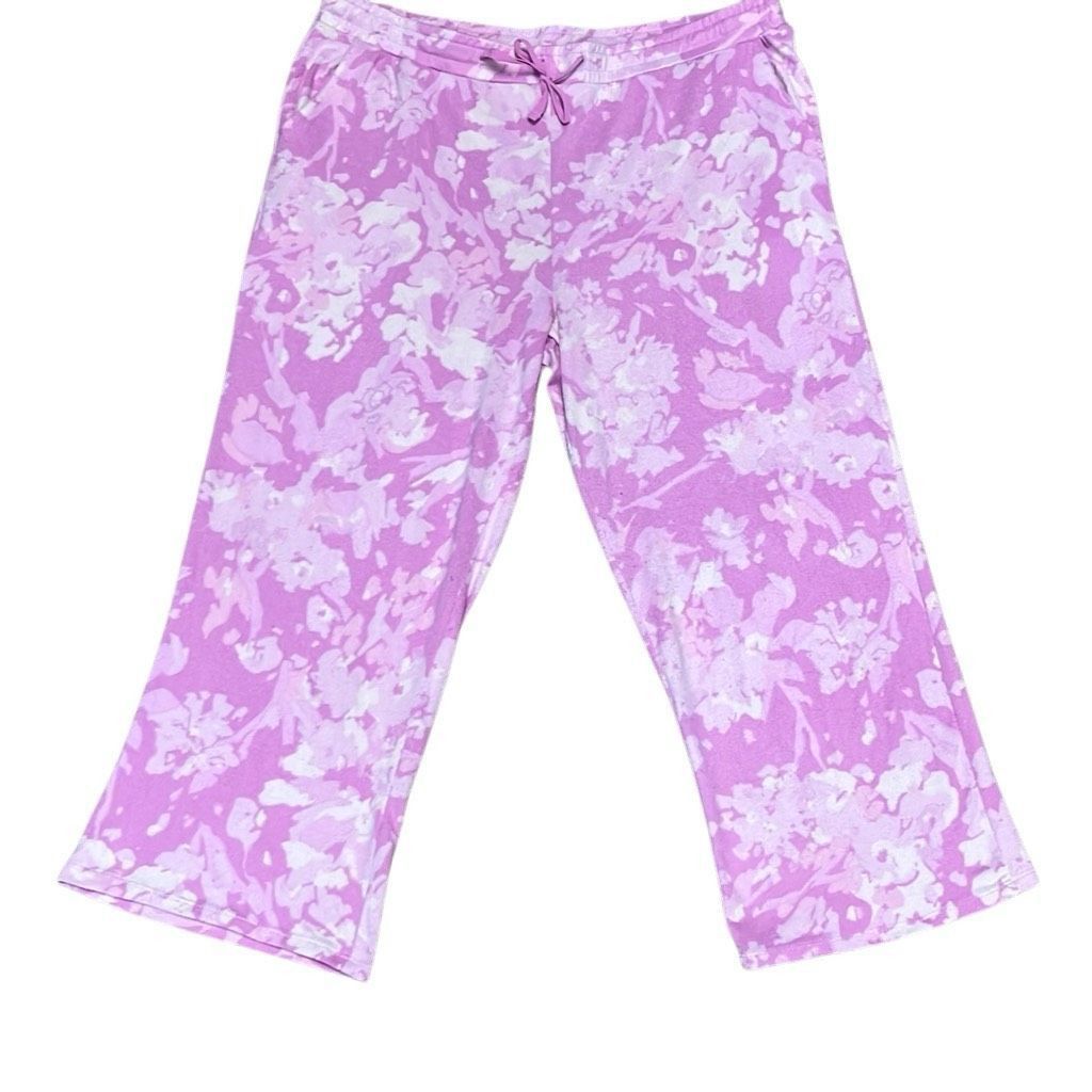 Other Natori Womens Large Pink Floral Elastic Drawstring Cropped P Size 34" / US 12 / IT 48 - 2 Thumbnail