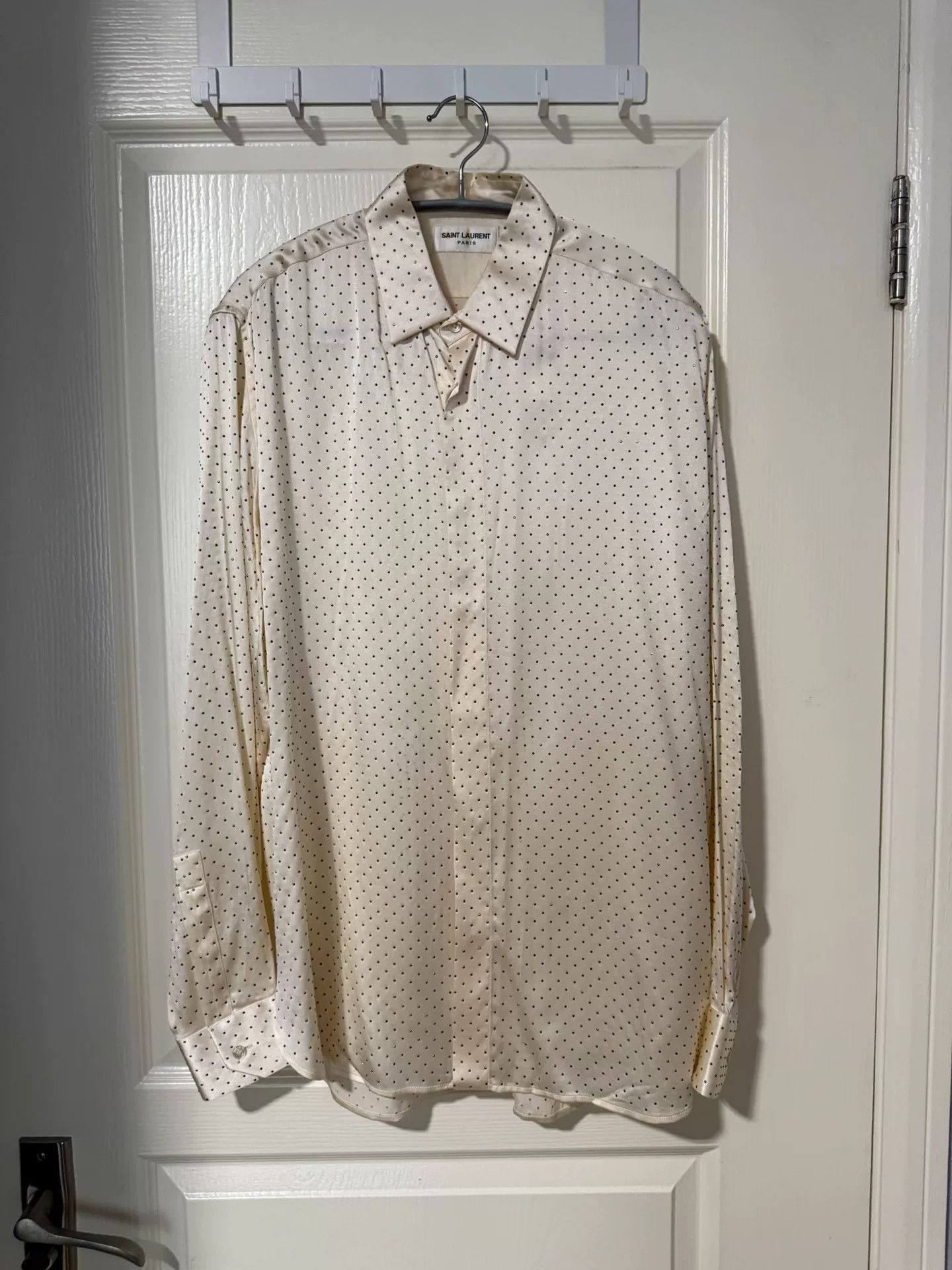 Saint Laurent Paris Saint Laurent Cream Polka Dot Shirt Size S / US 4 / IT 40 - 1 Thumbnail