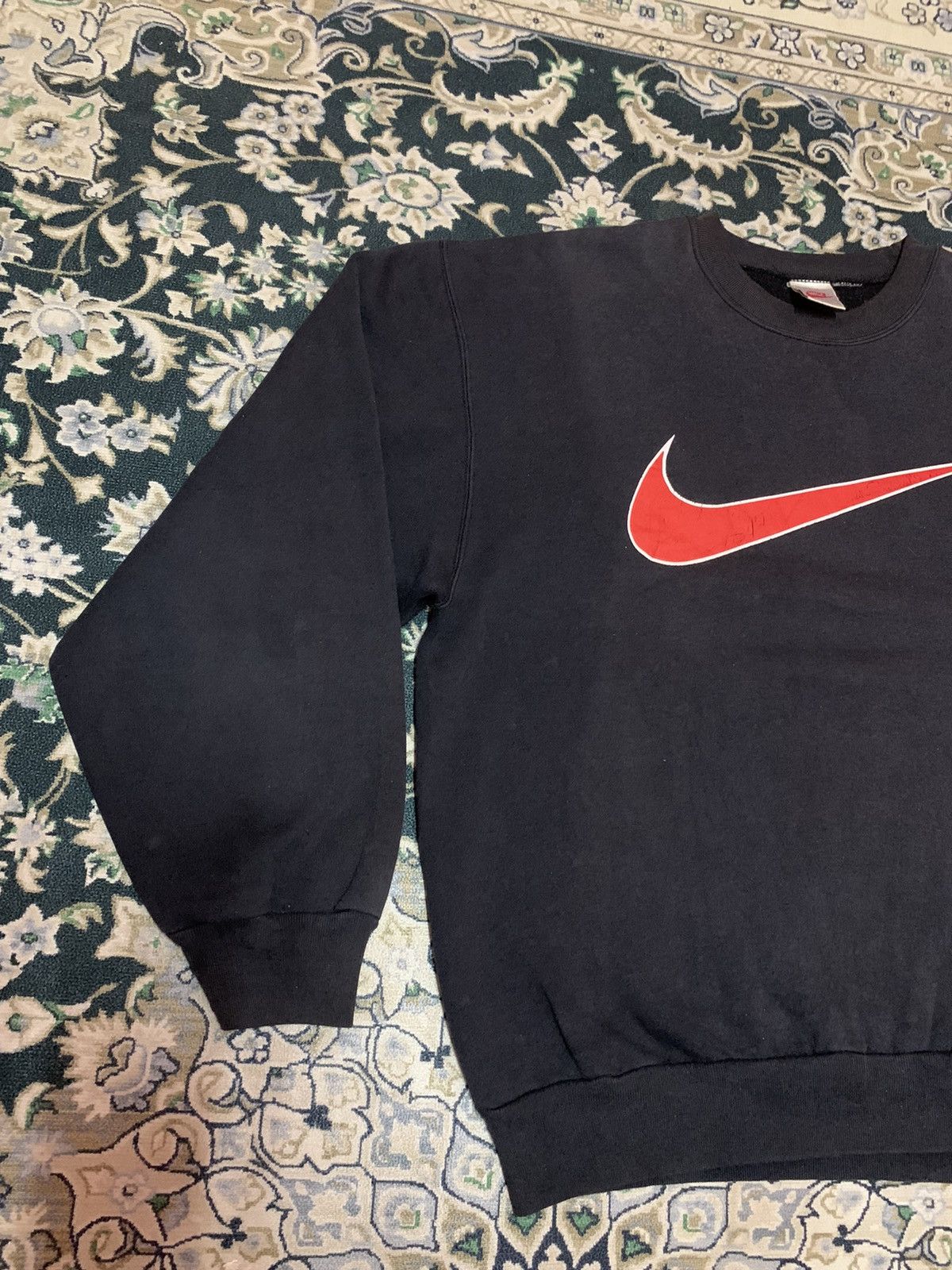 Nike × Vintage 90s NIKE BIG SWOOSH GREY TAG SWEATSHIRT Size US L / EU 52-54 / 3 - 3 Thumbnail