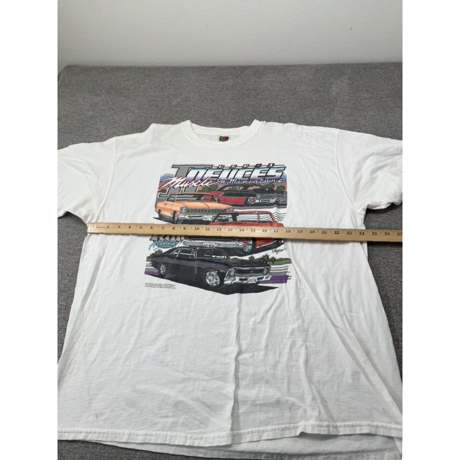 Gildan VINTAGE Fruit Of The Loom AutoRama T Shirt Deuces Rat Attack Tee Adult 2XL White Graphic Tee World Tour Mens Size US XXL / EU 58 / 5 - 6 Thumbnail