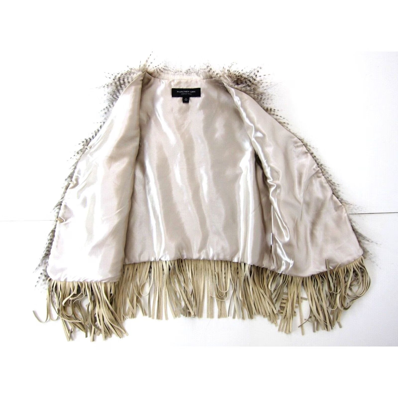 Andrew Marc Andrew Marc New York Faux Fur Vest Women Small Fringe Stripe Brown Beige Size S / US 4 / IT 40 - 5 Thumbnail