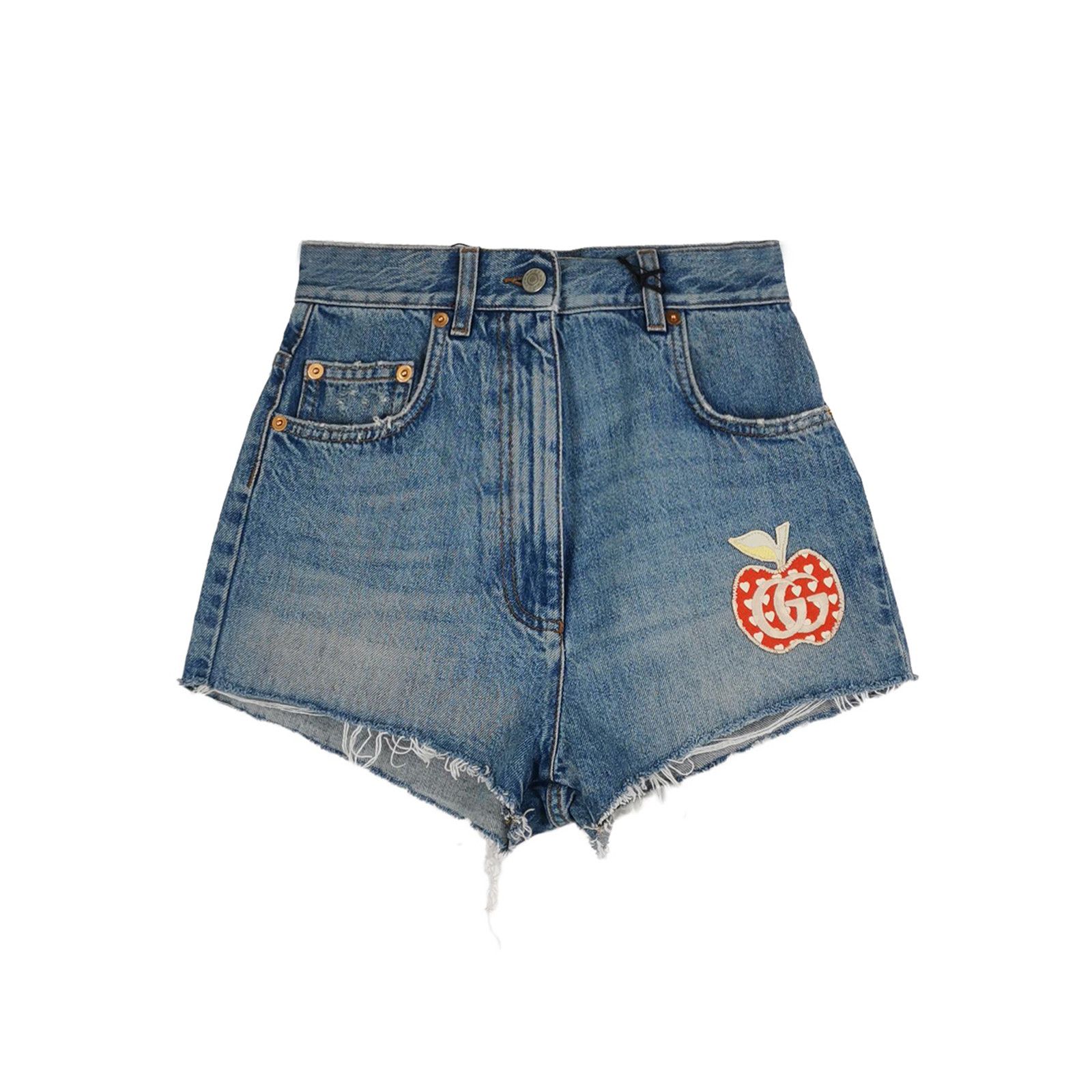 Gucci Gucci Apple Embroidered Denim Shorts Size 24 Size 24" / US 00 / IT 34 - 1 Thumbnail