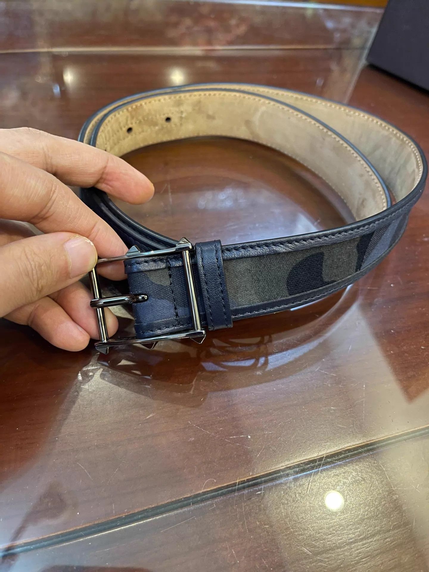 Valentino Valentino Camo Rivet Head Belt 85 Size ONE SIZE - 1 Thumbnail