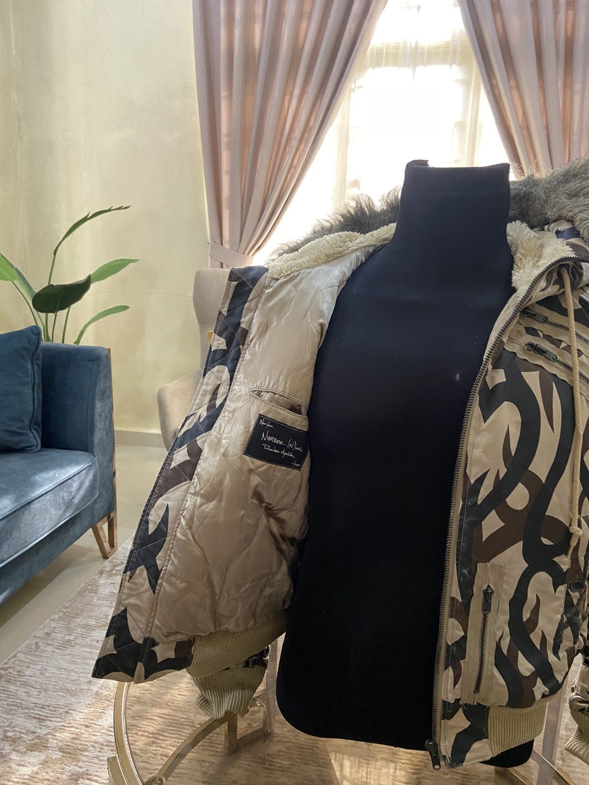 Number (N)ine AW04 NUMBER NINE TRIBAL CAMO PUFFER HOODED FAUX WINTERJACKET Size US S / EU 44-46 / 1 - 17 Thumbnail