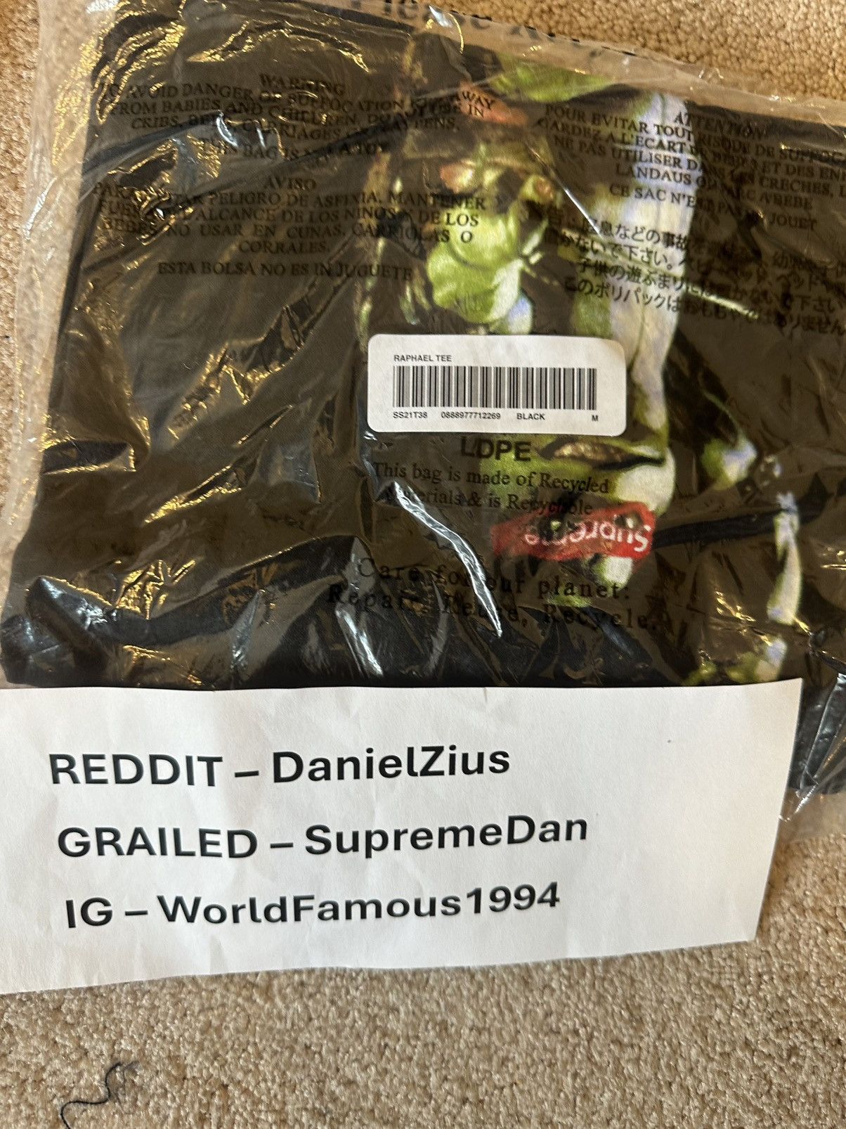 Supreme Supreme Raphael Tee 'Black' Size US M / EU 48-50 / 2 - 2 Thumbnail