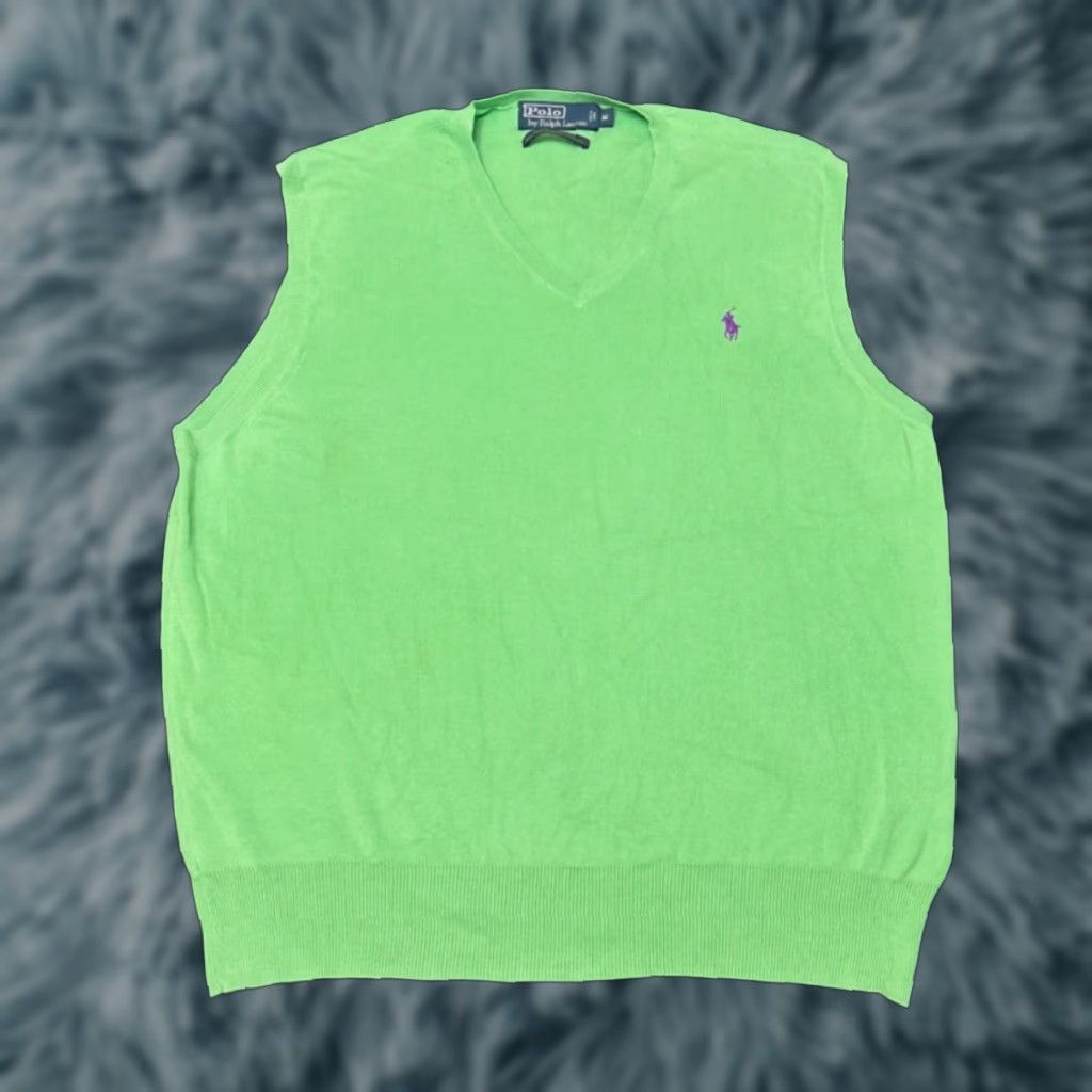 Polo Ralph Lauren VINTAGE Polo Ralph Lauren Sweater Vest V Neck Mens Size Medium Pima Cotton Green Vest Mens Medium Green 90s Preppy Hip Hop Classic Size US M / EU 48-50 / 2 - 1 Thumbnail
